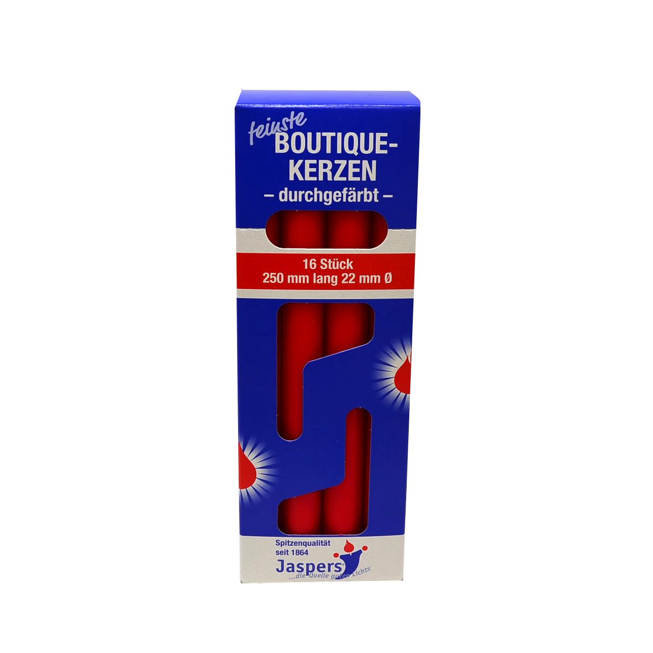 Jaspers Kerzen Tafelkerze Boutique-Tafelkerzen rot 16er Pack durchgefärbt