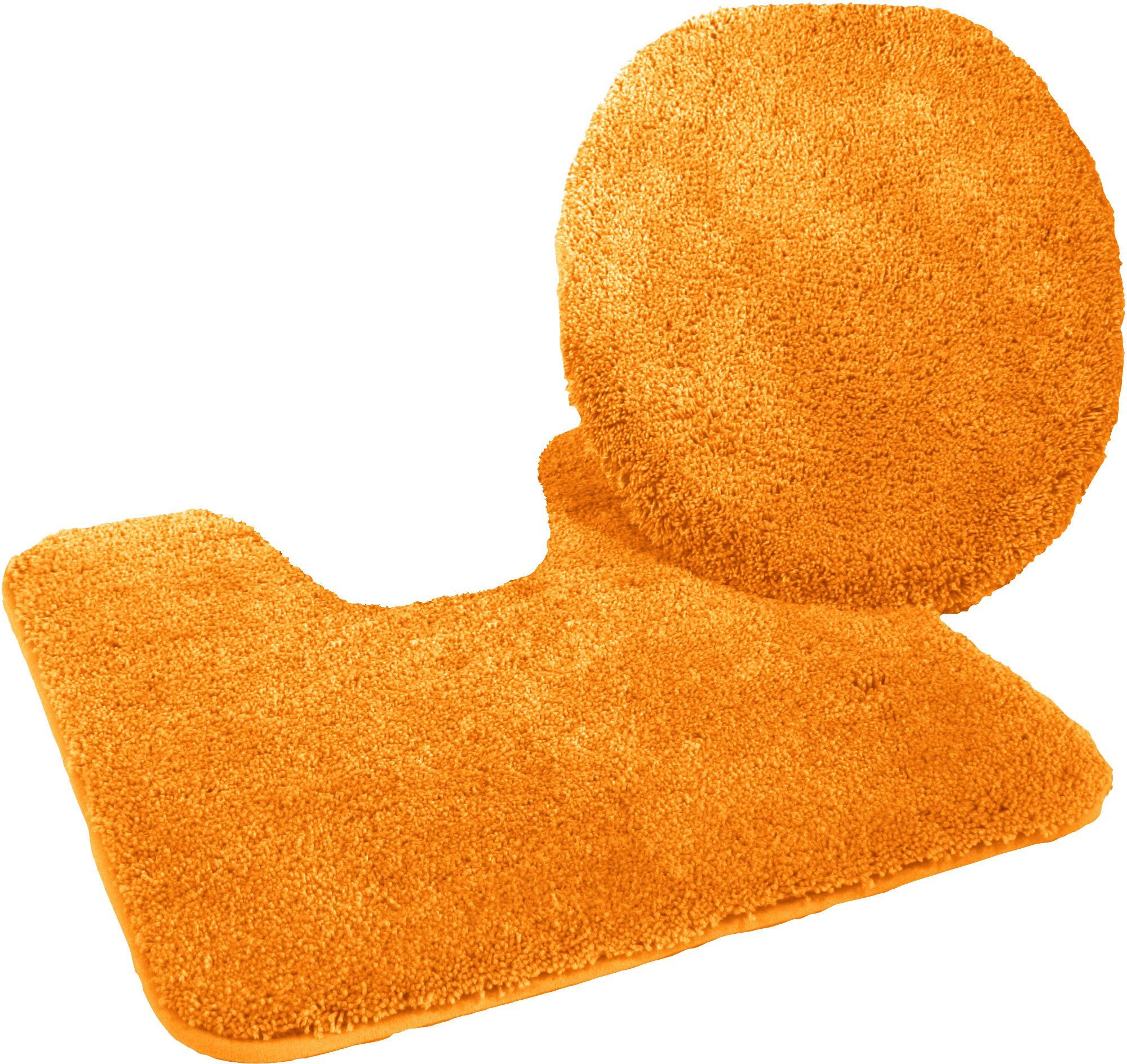 KiNZLER Badematte Chaozhou, Höhe 20 mm, rutschhemmend beschichtet, fußbodenheizungsgeeignet, Polyester, 2-tlg. Stand-WC Set, Badteppich, Uni Farben, weich, als rechteckig, rund & Set erhältlich