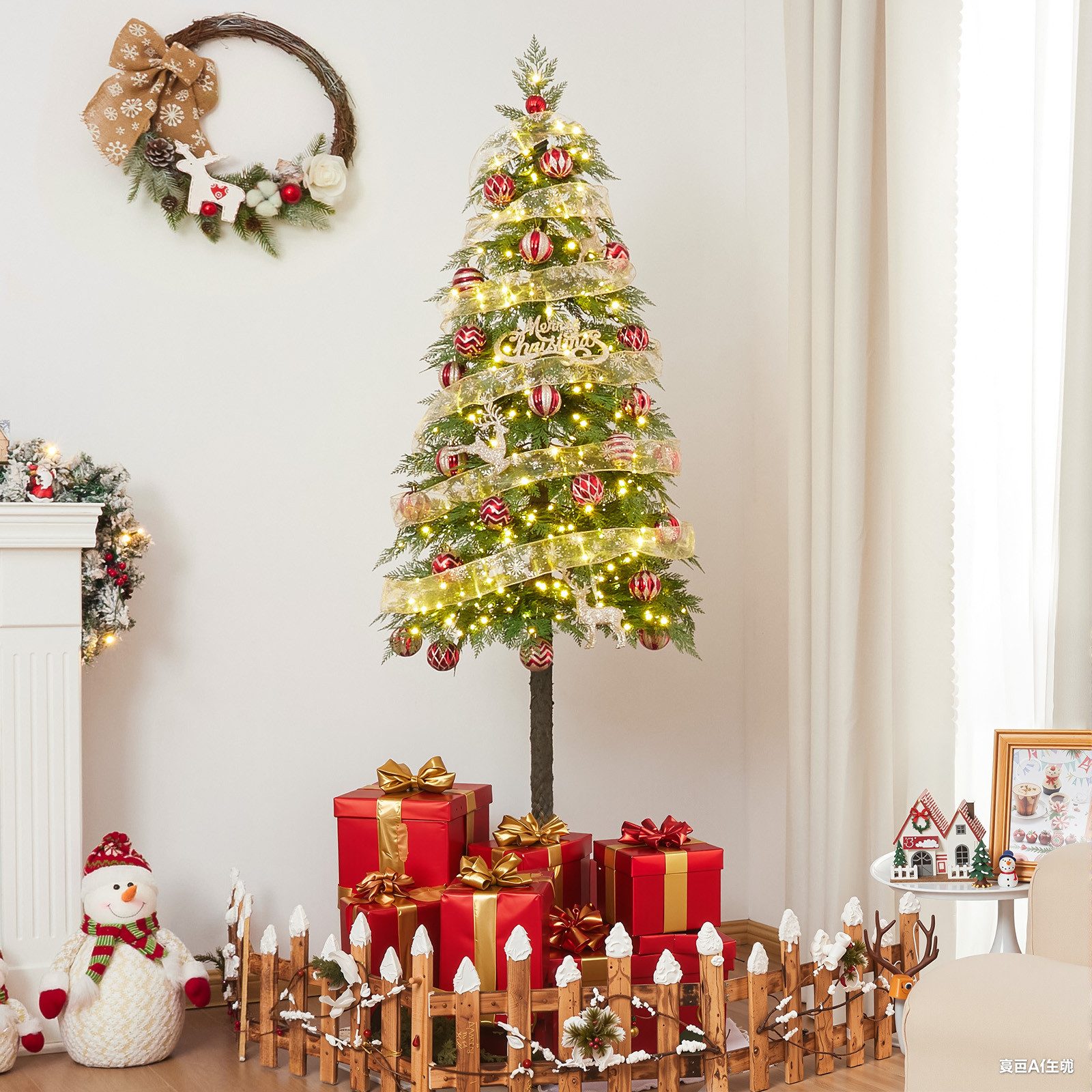 Yorbay Künstlicher Weihnachtsbaum 180cm Weihnachten Baum Deko mit LED Beleu günstig online kaufen