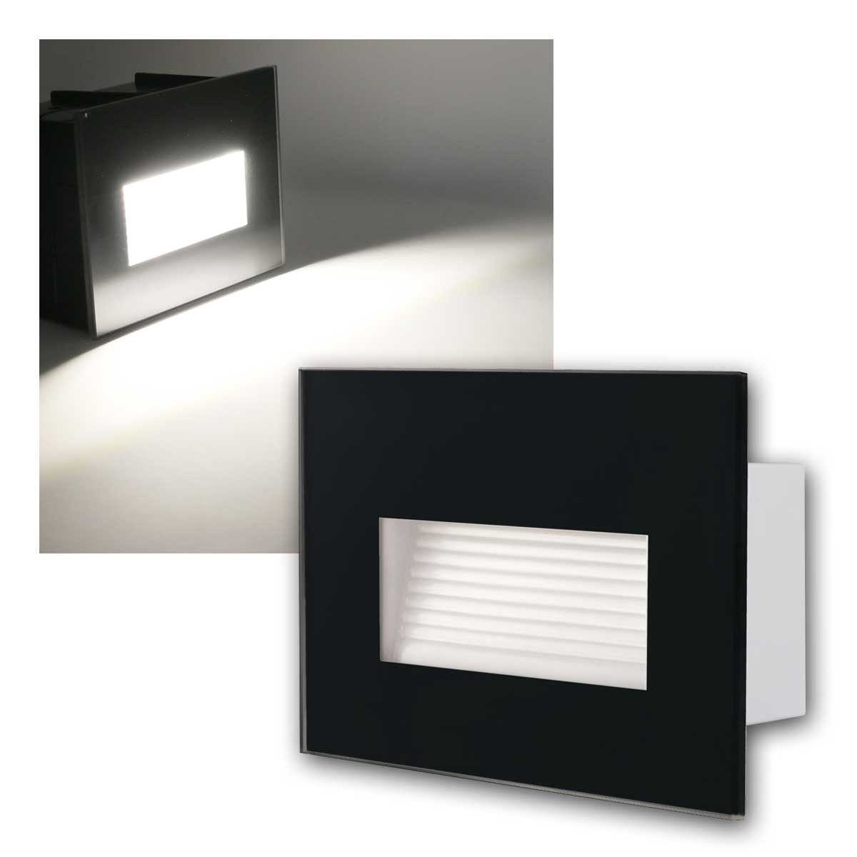 Kanlux LED Außen-Wandleuchte Außenleuchte/Wandeinbau GLASI schwarz, nw 3W 140lm, neutralweiß