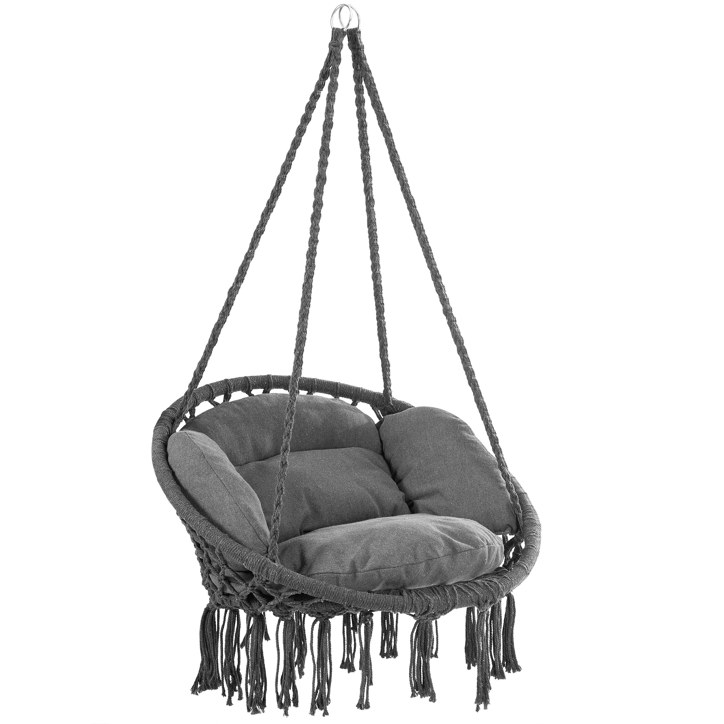 Detex Hängesessel (1-St), 150kg belastbar weiche Kissen Hängestuhl Garten Indoor Outdoor