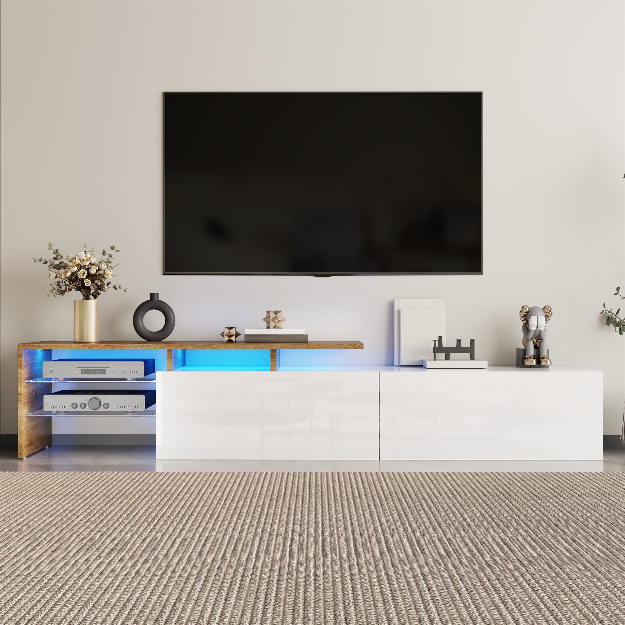 TV-Schrank Lowboard / TV‑Schrank / TV‑Lowboard mit LED‑Beleuchtung