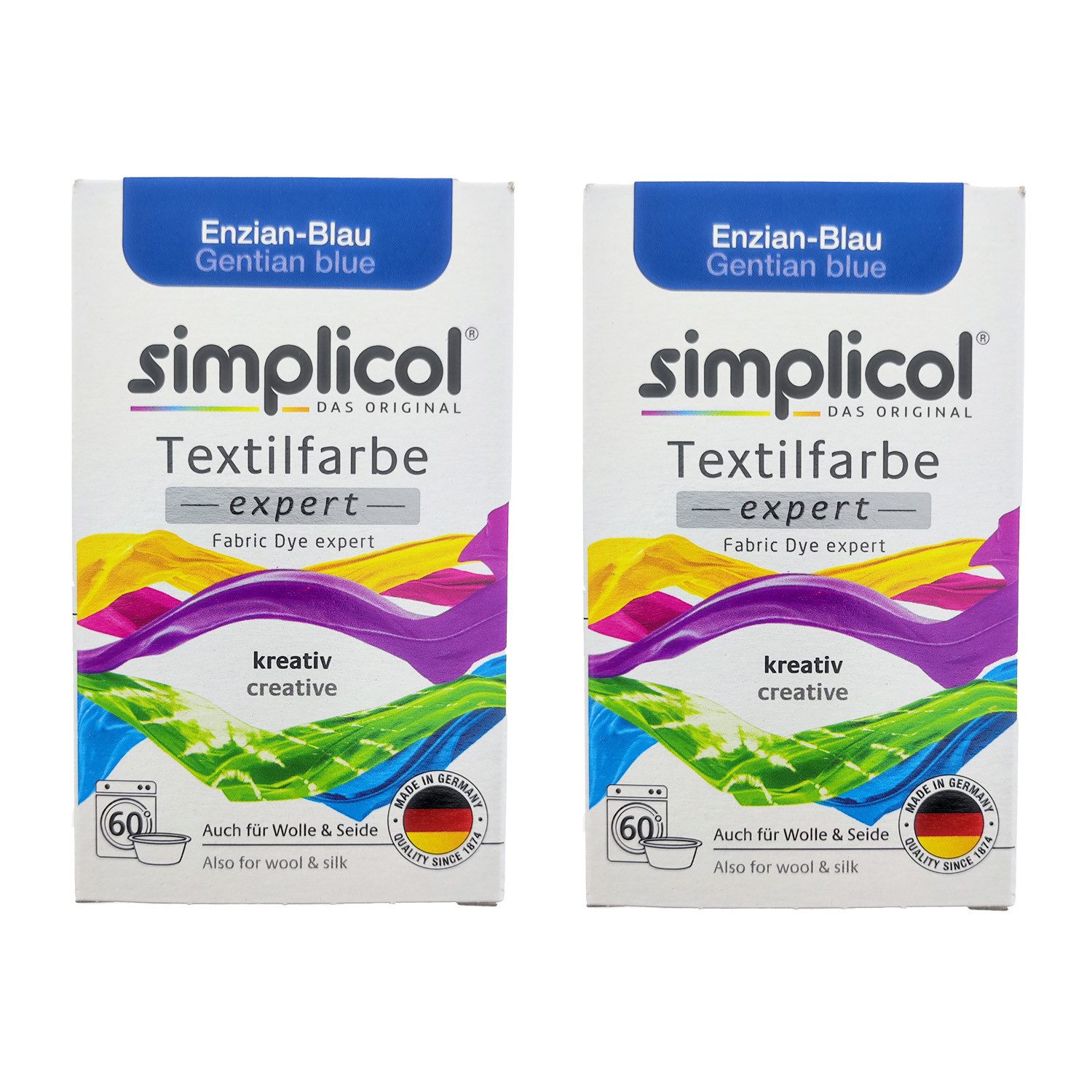 Textilfarbe 2er Pack Simplicol Textilfarbe Expert Enzian-Blau 150g