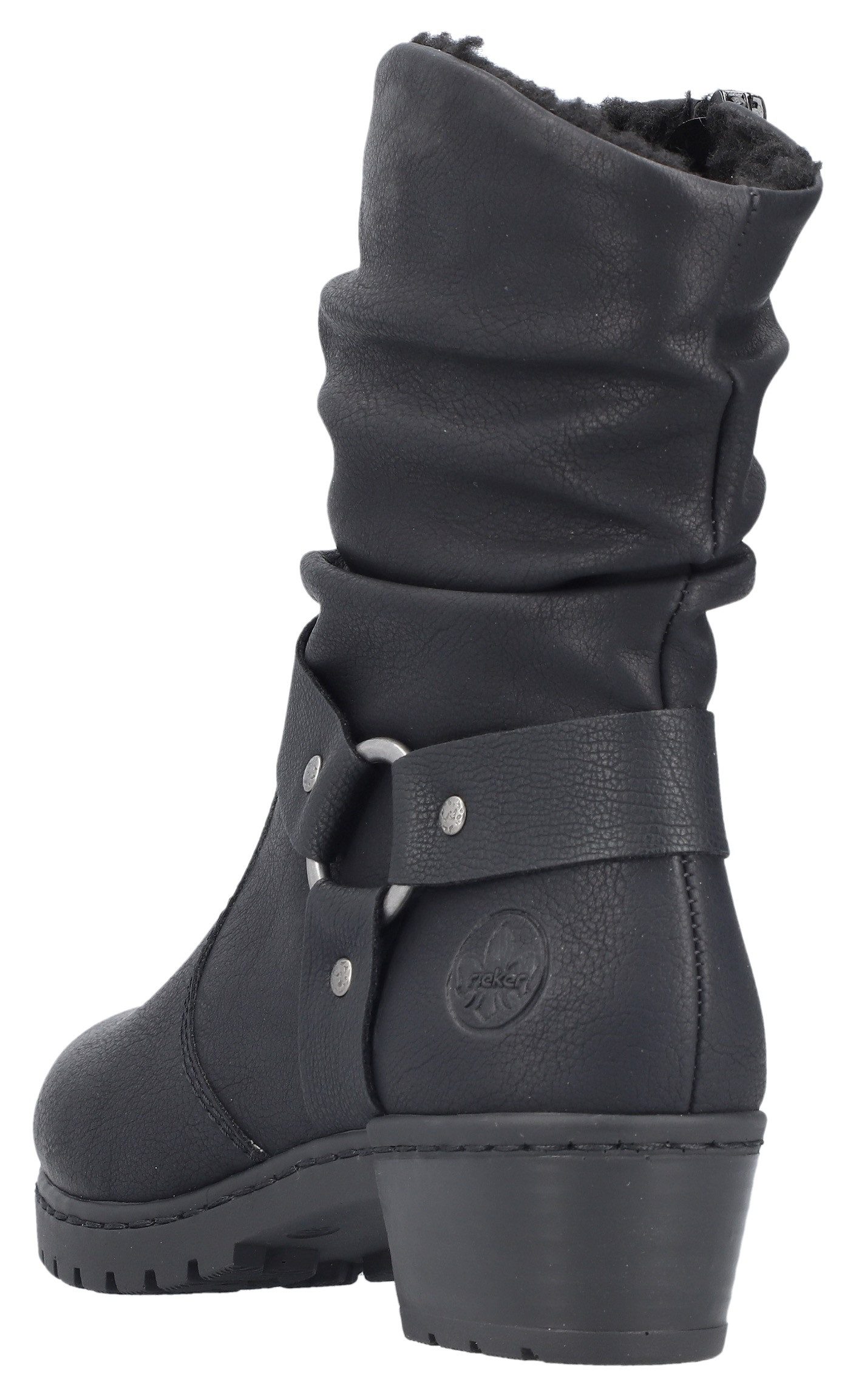 Rieker Winterstiefelette, Westernstiefelette, Cowboyboots, Blockabsatz, mit Zierriemen