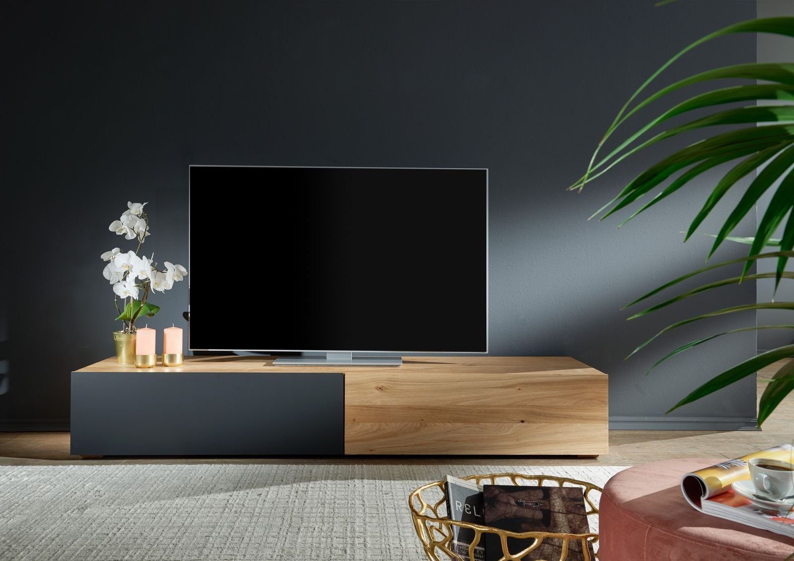 Massivmoebel24 TV-Board FRANKFURT (Massivholz), TV-Board Wild-/Zerreiche 195x52x32 natur geölt FRANKFURT #107