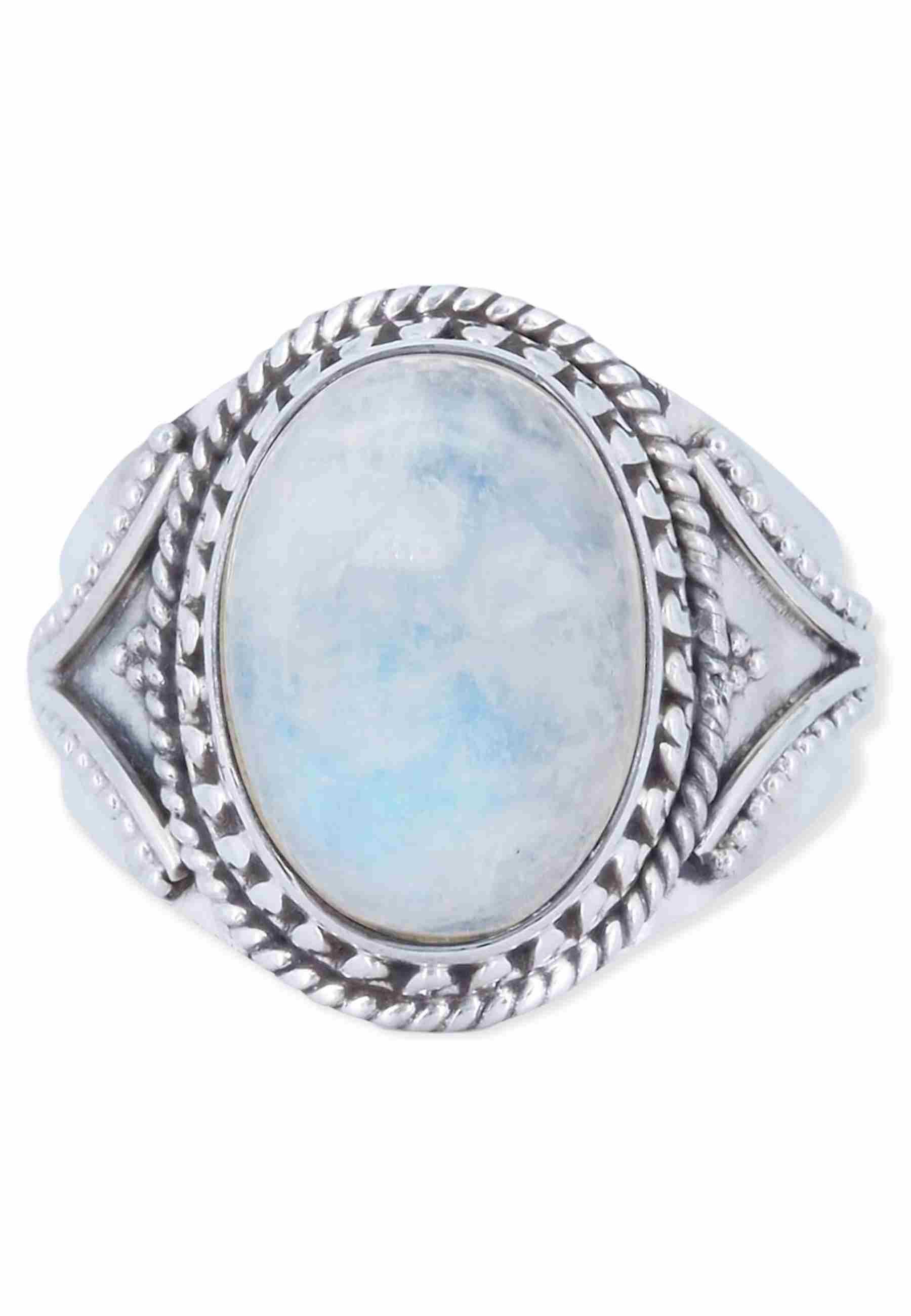mantraroma Silberring MEKANU aus 925 Silber mit Regenbogen Mondstein (Ring günstig online kaufen
