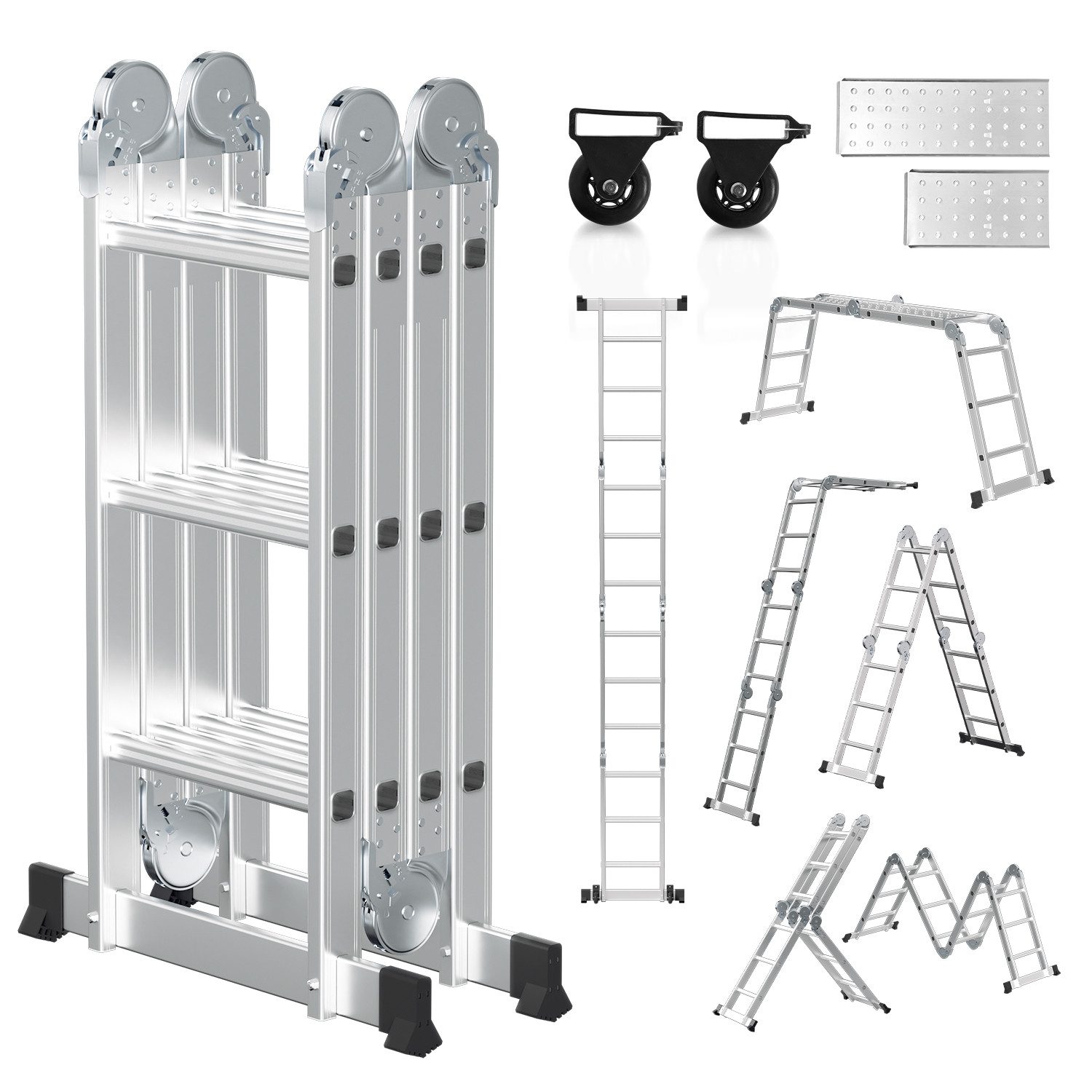 Vielzweckleiter 6 in 1 Multifunktionsleiter Gerüst 360cm Mehrzweckleiter Klappleiter