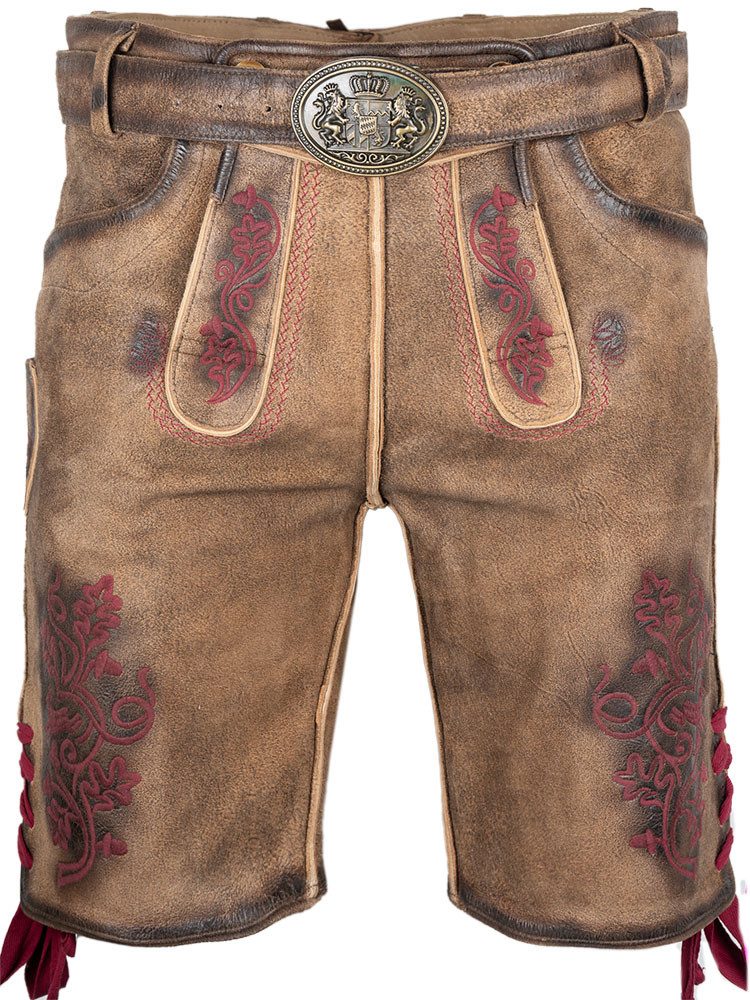 Maddox Lederhose Lederhose kurz Utz ah weinrot Wildbock