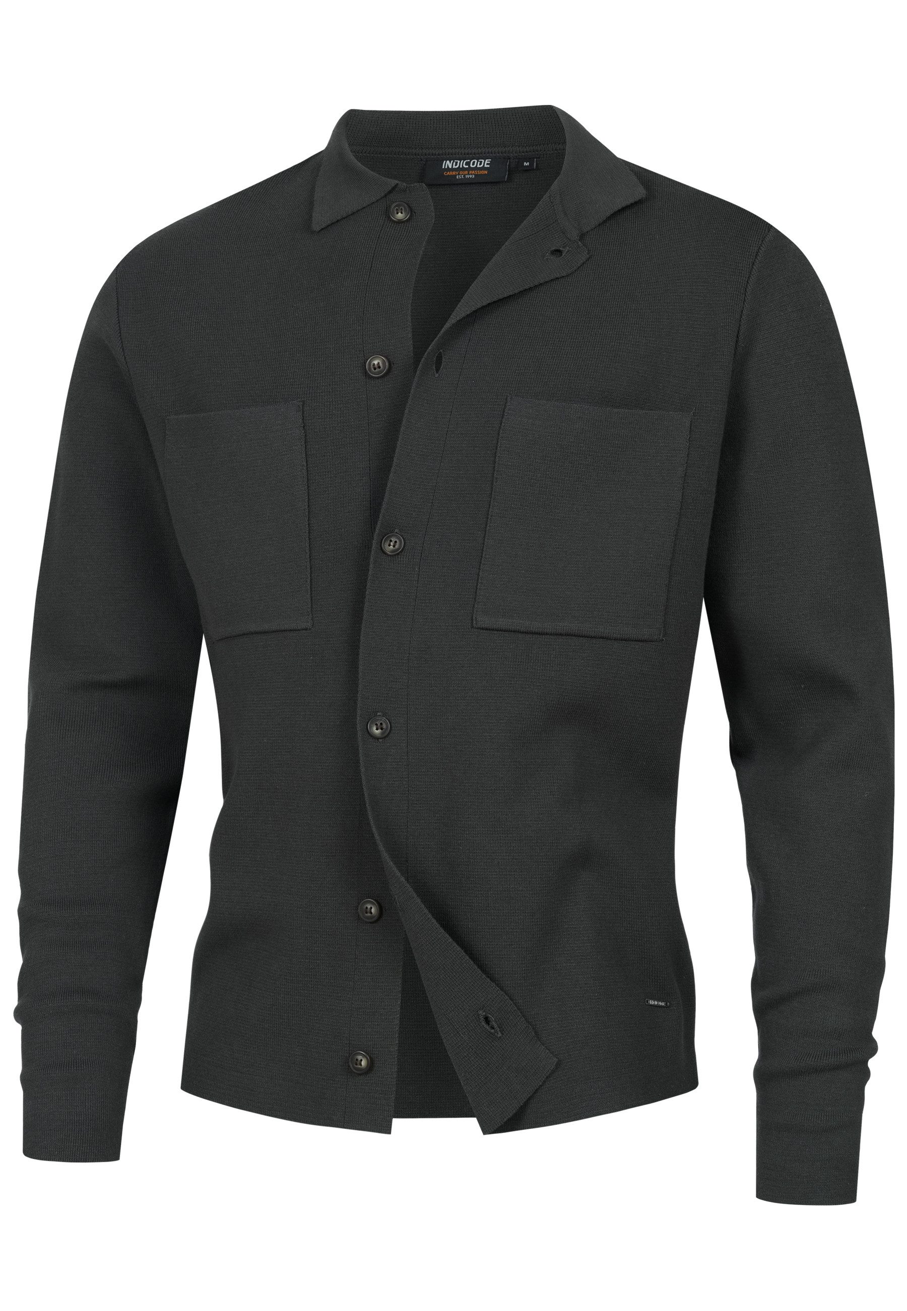 Indicode Sommerjacke Herren INBellino Cardigan Herrenstrickjacke Moderne Strickjacke mit Kentkragen und Brusttaschen