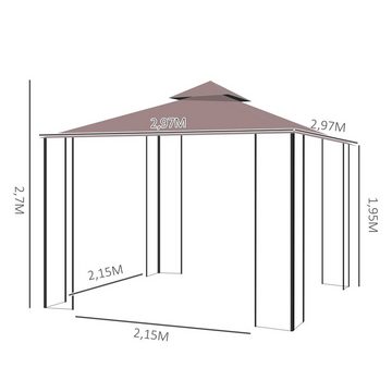 Outsunny Pavillon Gartenpavillon mit Doppeldach
