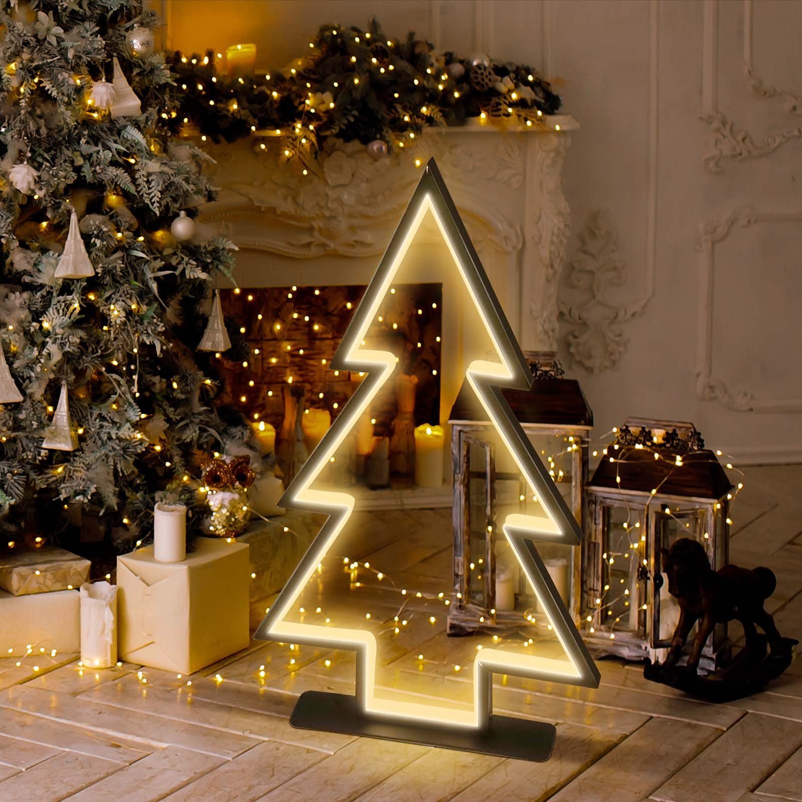 Salcar LED-Lichterkette 60cm 3D LED Tannenbaum Gartenstecker Weihnachtsbeleuchtung, 100 LED Garten Beleuchtet Christbaum mit Erdspießen Außen Warmweiß