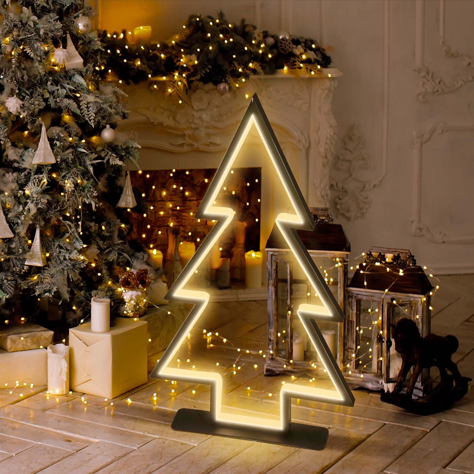 Salcar LED-Lichterkette 60cm 3D LED Tannenbaum Gartenstecker Wasserdicht  Weihnachtsbeleuchtung, 100 LED Garten Beleuchtet Christbaum mit Erdspießen  Außen Warmweiß