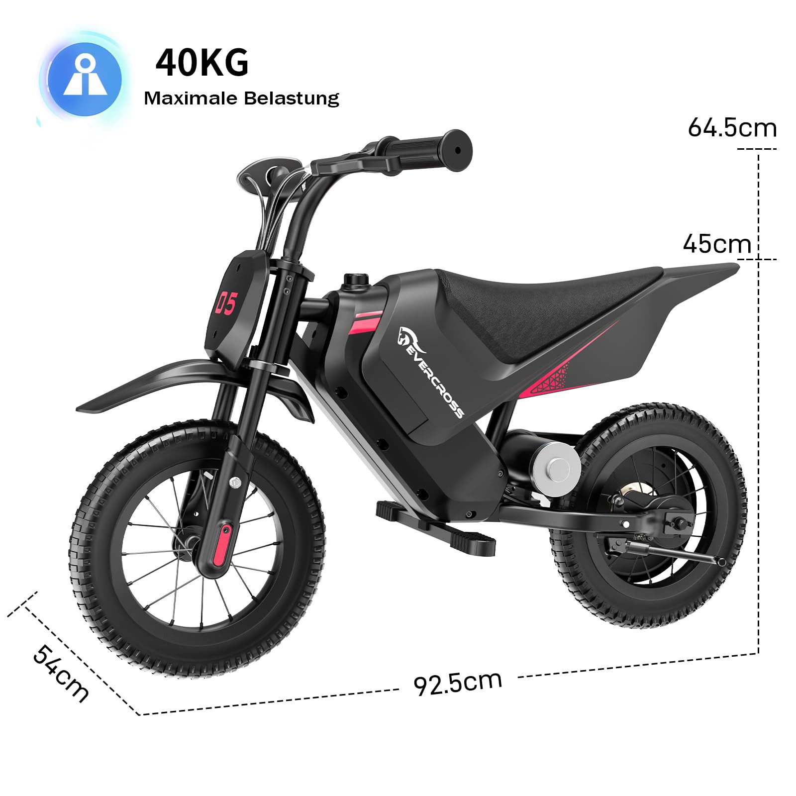 EVERCROSS TECH Elektro-Kindermotorrad Elektro Motorrad mit 150W Motor, 12 Zoll Luftreifen, 5,2AH, MAX 10KM Lange Reichweite, Elektromotorrad für Kinder – Bild 3 von 5