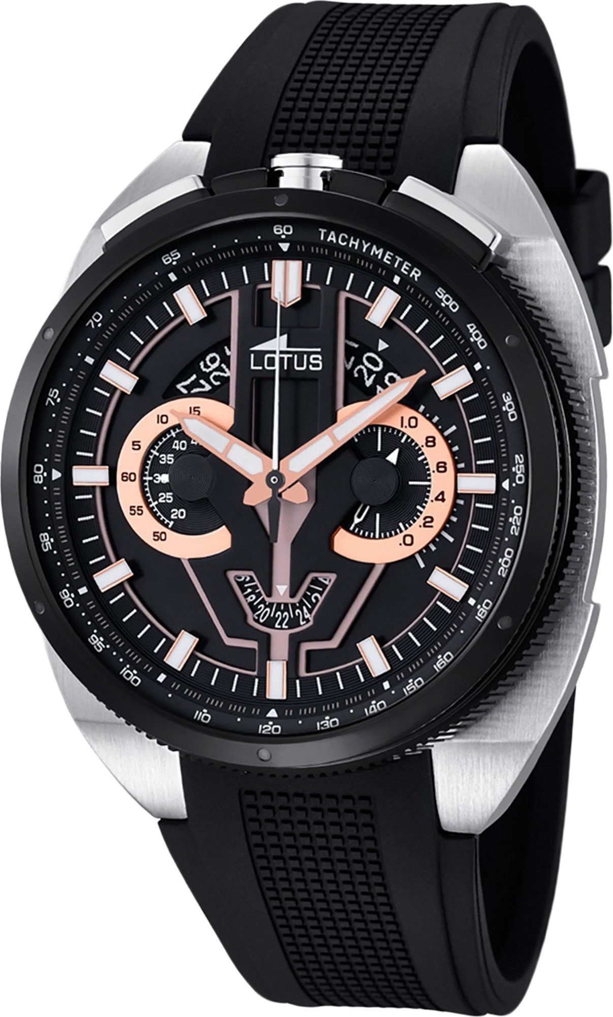 Lotus Chronograph Lotus PUR Herren Uhr L10128/4, Herrenuhr mit PURarmband, rundes Gehäuse, groß (ca. 45mm), Sport-Style