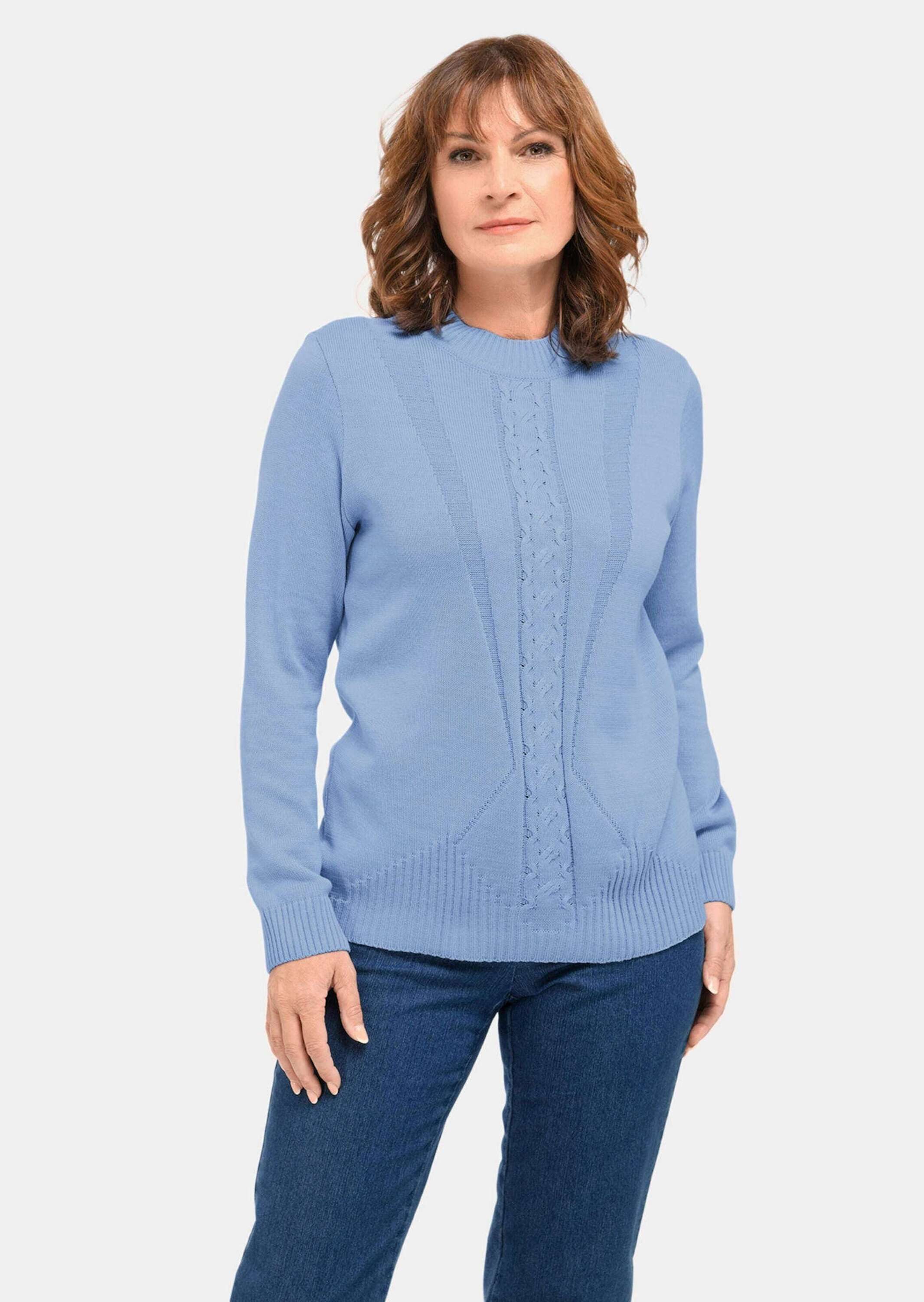 Strickpullover Stehkragenpullover im Zopfstrick