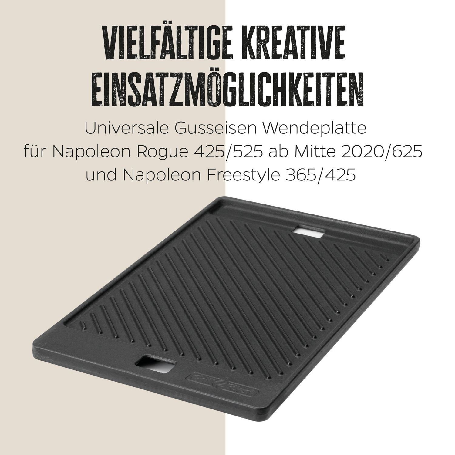 Grillfürst Grillplatte Grillfürst Grillplatte Gusseisen für Rogue 425 / 525 / 625 und Freestyle 365 / 425, 45,1 x 29,5 cm