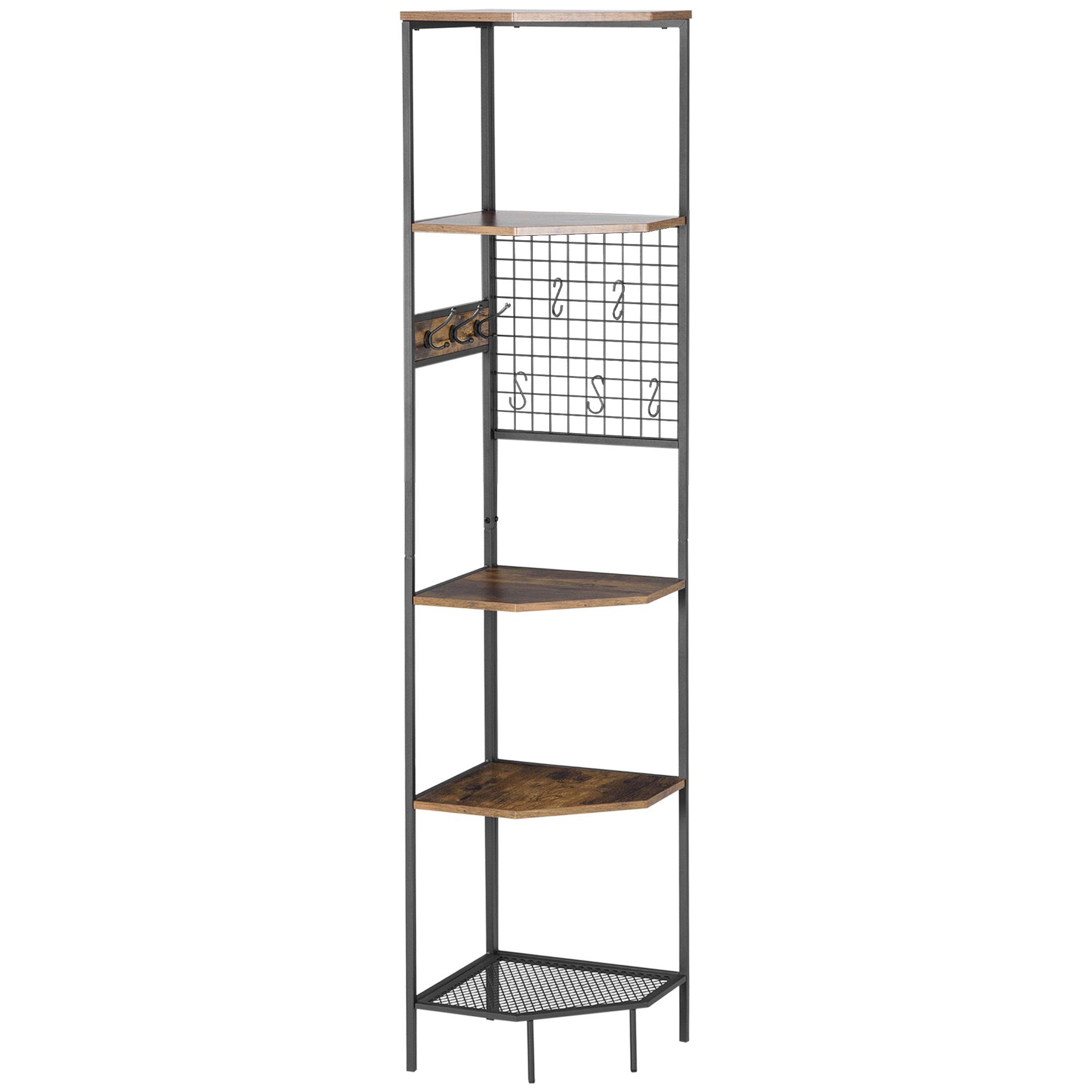 HOMCOM Standregal 5 Fächer Lagerregal Eckregal Schwerlastregal mit 8 Haken, Bücherregal mit Kippschutz Industrie-Design 1-tlg., 40,5 x 40,5 x 190cm. Reduzierter Preis € 52,90. Unverbindliche Preisempfehlung € 91,90