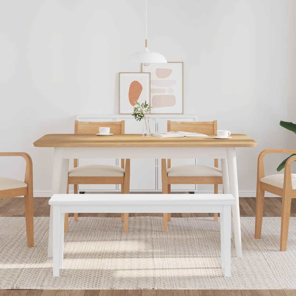vidaXL Essbank Bank 110 cm Weiß Massivholz Gummibaum