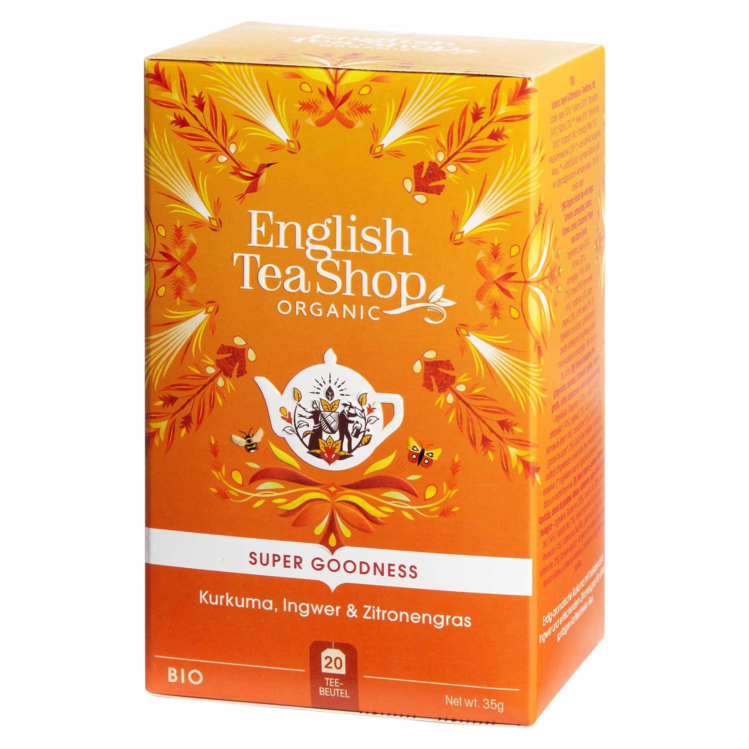 English Tea Shop Tee Kurkuma, Ingwer & Zitronengras, BIO, 20 Teebeutel, Erfrischend würzig perfekt für den Alltag.
