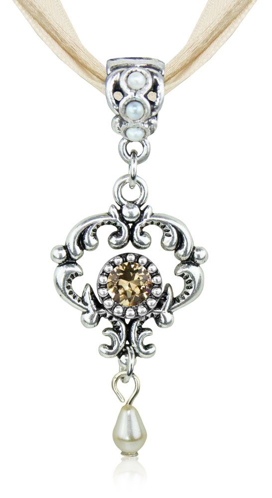 LUISIA® Kette mit Anhänger Halskette "Malou" mit Ornament Anhänger und  Kristall von Swarovski® (inkl. Schmuckbox)