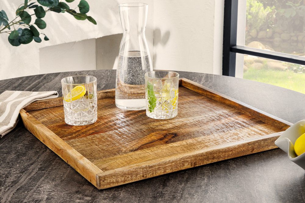 riess-ambiente Dekotablett MAKASSAR 50cm natur - Mangoholz Massivholz, Serviertablett, Natürlichkeit in jedem Wohnraum - für edles Servieren & Dekorieren