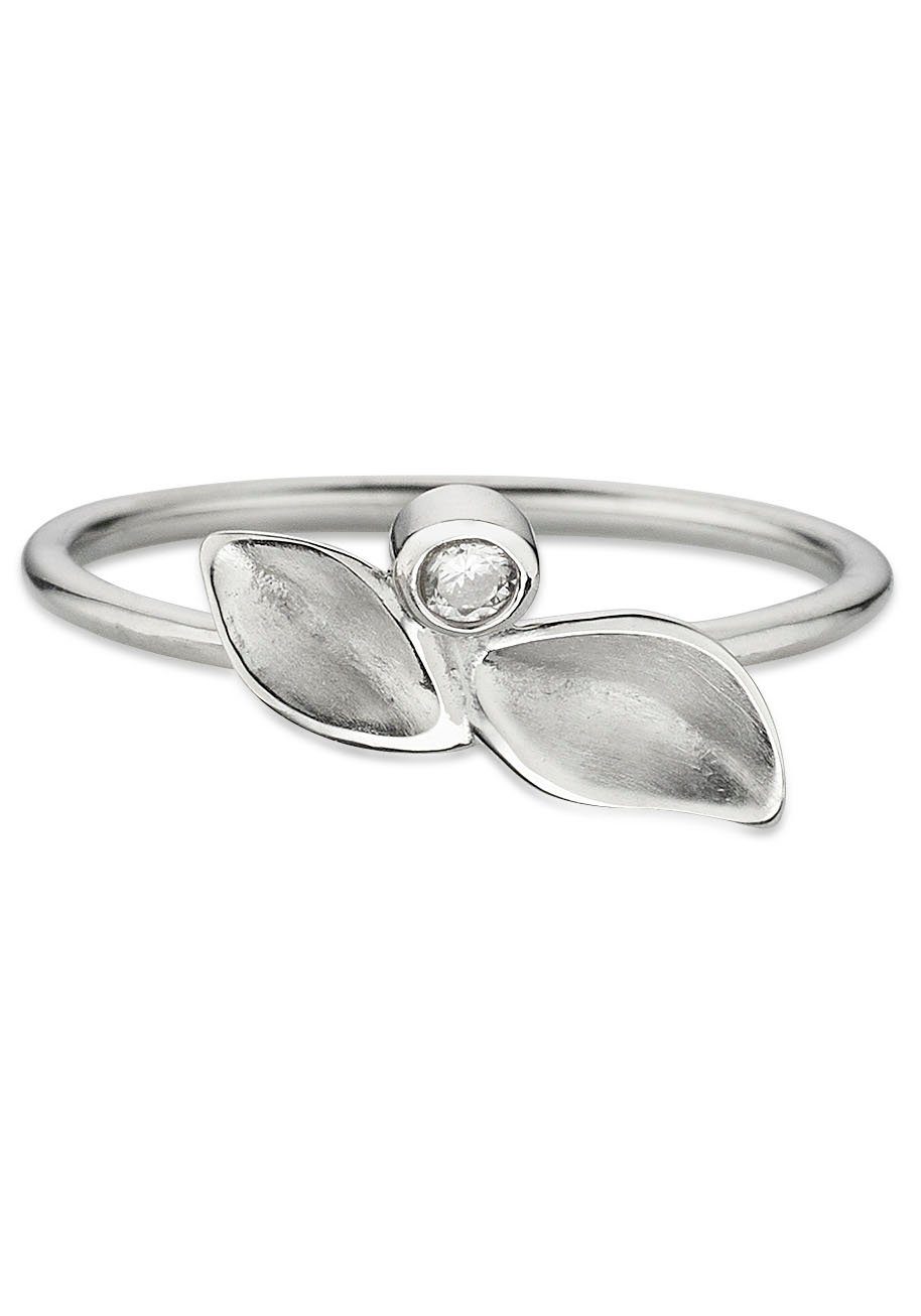 Bruno Banani Fingerring Schmuck Geschenk Silber 925 Damenring Blatt, mit Zirkonia (synth)