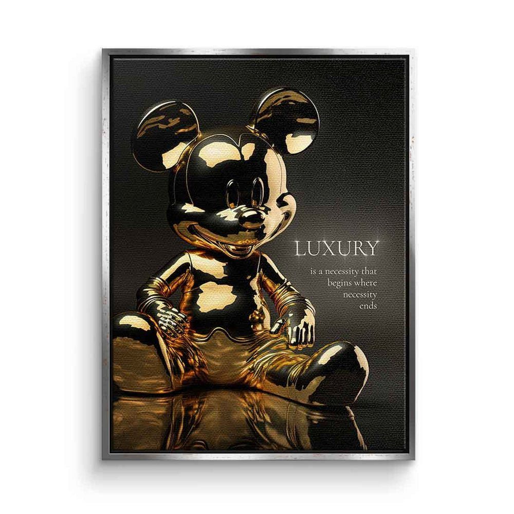 DOTCOMCANVAS® Leinwandbild, Leinwandbild Luxury Micky Maus Mickey Mouse Motivationsspruch Zitat mi silberner Rahmen