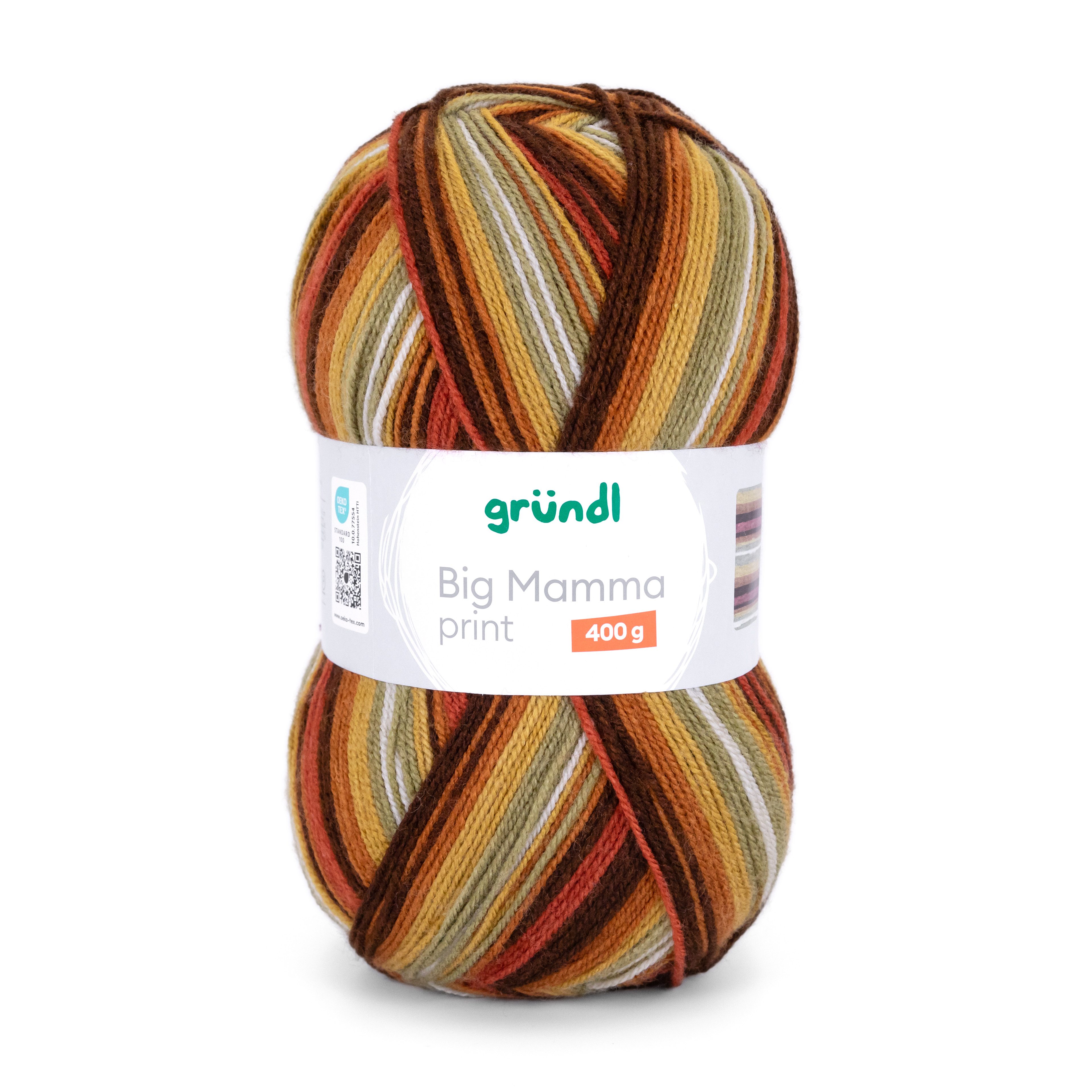Gründl Wolle 400g Big Mamma Print Großknäuel Strickgarn Häkelwolle, 1040,00 m (Wolle zum Stricken und Häkeln, Strickwolle Handarbeitsgarn, Handstrickgarn), Wolle ohne Schurwolle