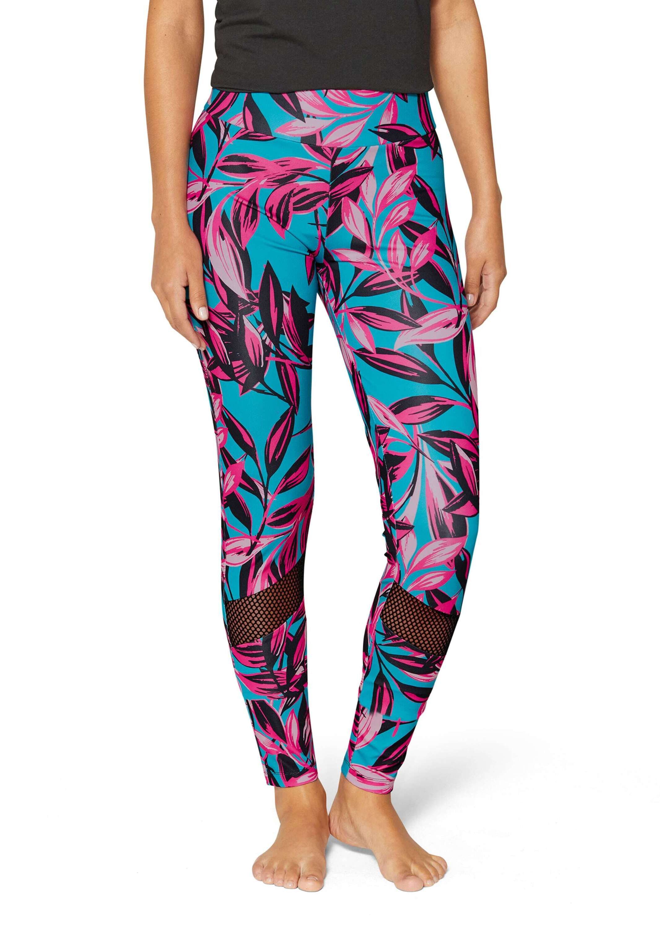 MADELEINE Leggings Leggings mit Leo-Print und Mesheinsätzen