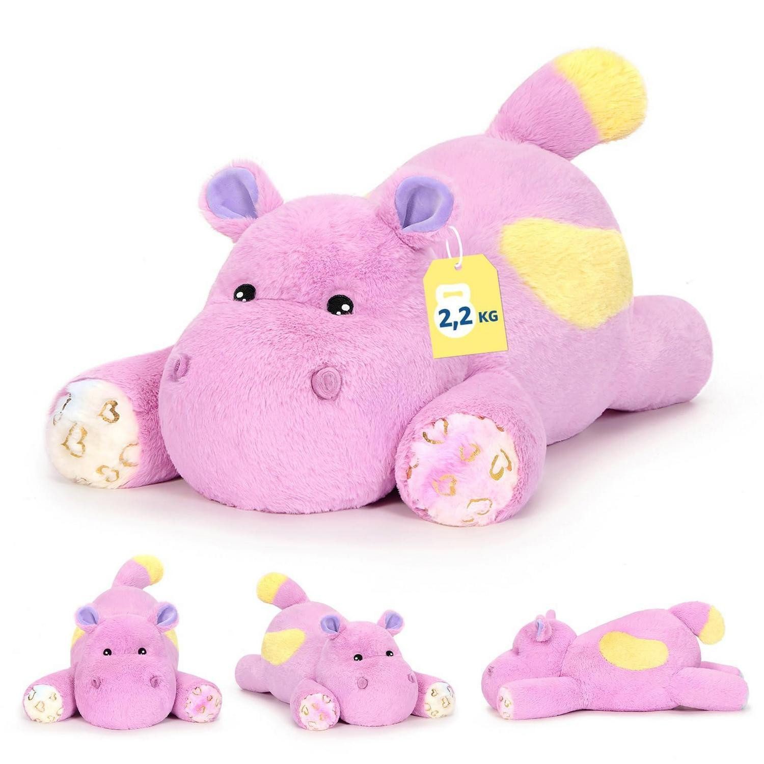 LuxusKollektion Kuscheltier Kuscheltier gewichtetes Nilpferd Plüschtier XXL Kissen Nilpferd 65cm