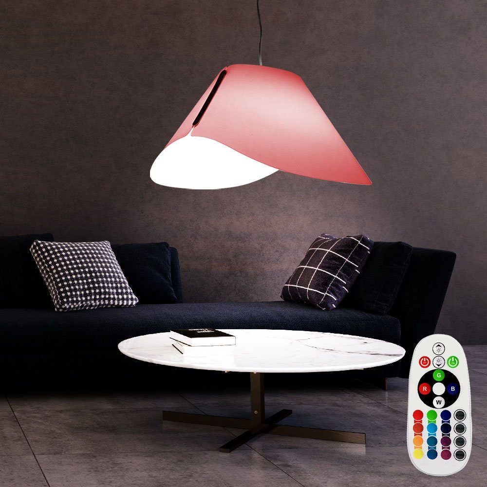 etc-shop LED Pendelleuchte, Leuchtmittel inklusive, Warmweiß, Farbwechsel, Pendel Lampe dimmbar Decken Hänge Leuchte weiß Fernbedienung im Set