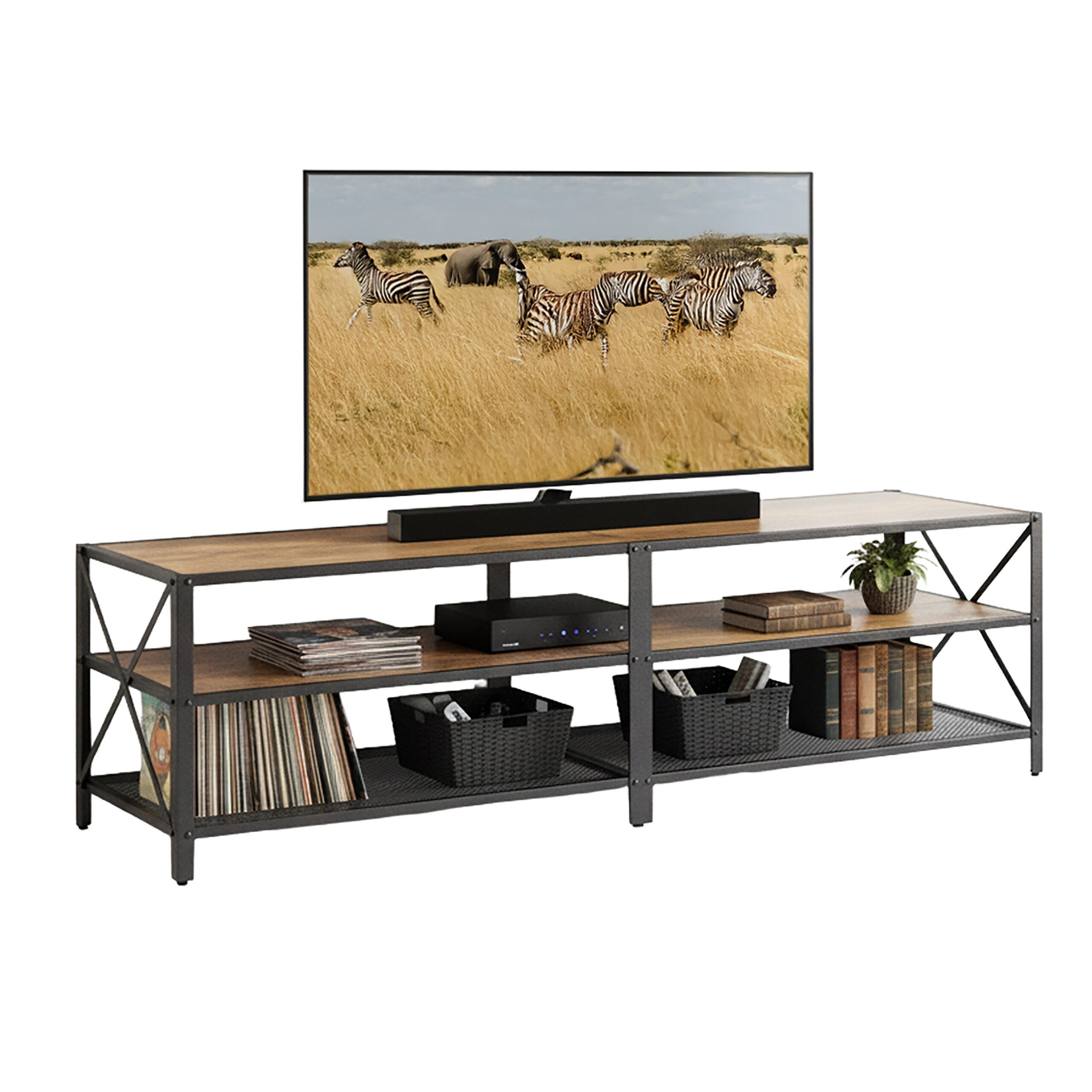 relaxdays TV-Bank TV Lowboard 4 Fächer, 180 cm