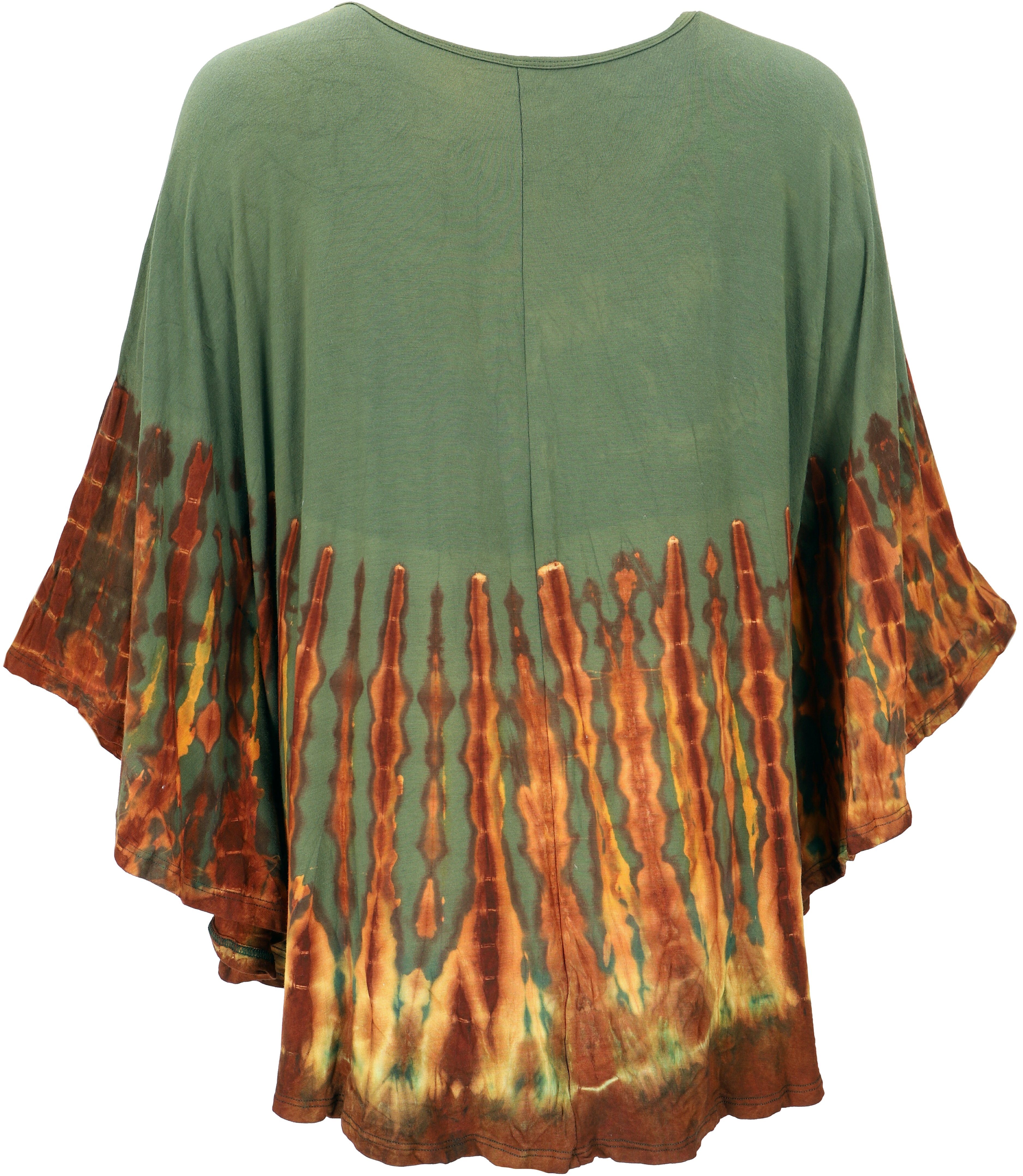 Batik alternative Boho Kaftan, Poncho, Longbluse Guru-Shop olivgrün -.. Bekleidung Maxibluse Tunika,