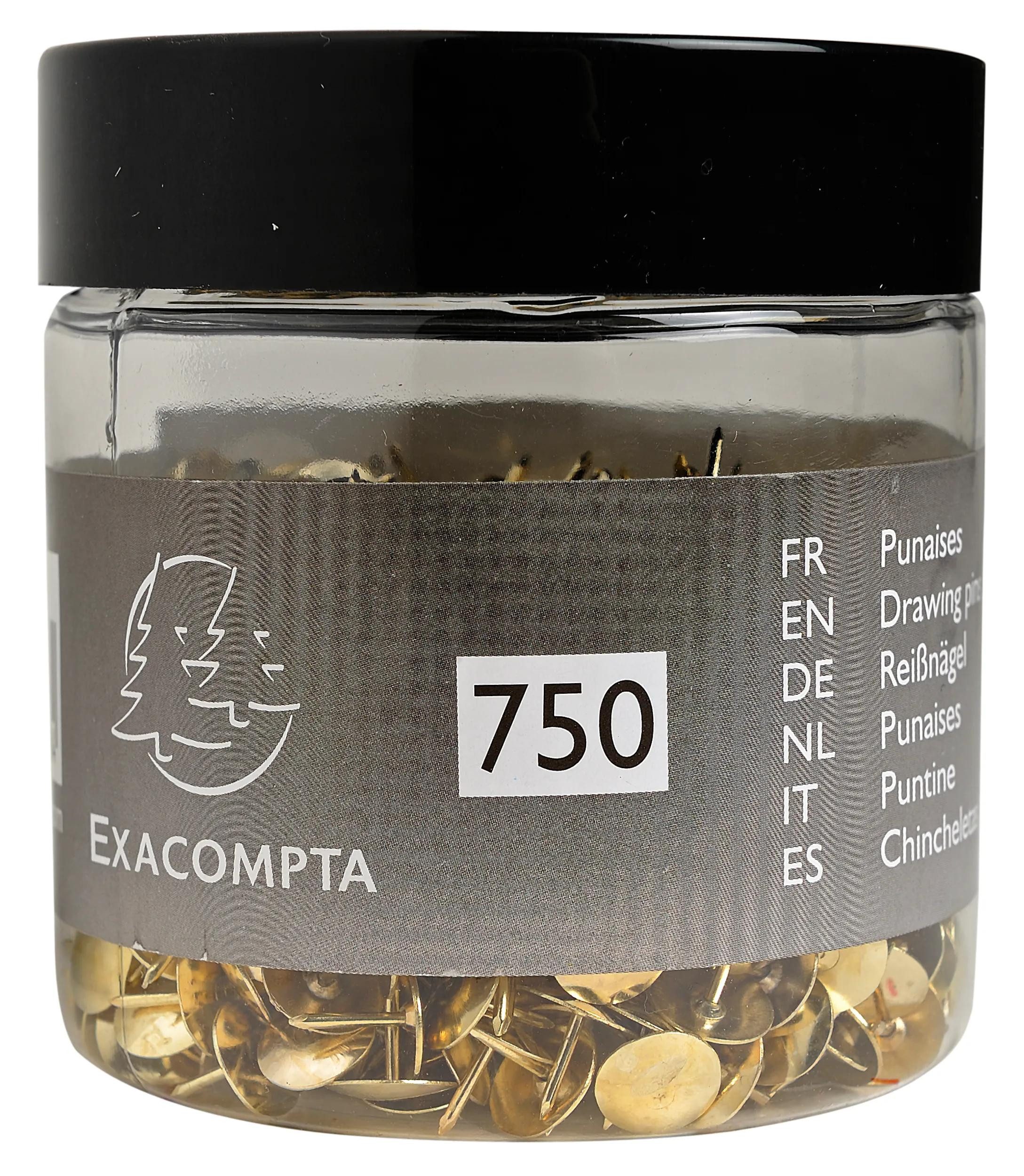 Thumbnail - EXACOMPTA Pinnnadel Schachtel 750x Reißnägeln Kopf Messing Ø95mm Spitze 9mm Messing 14768E, Stossnadeln und Reissnägel