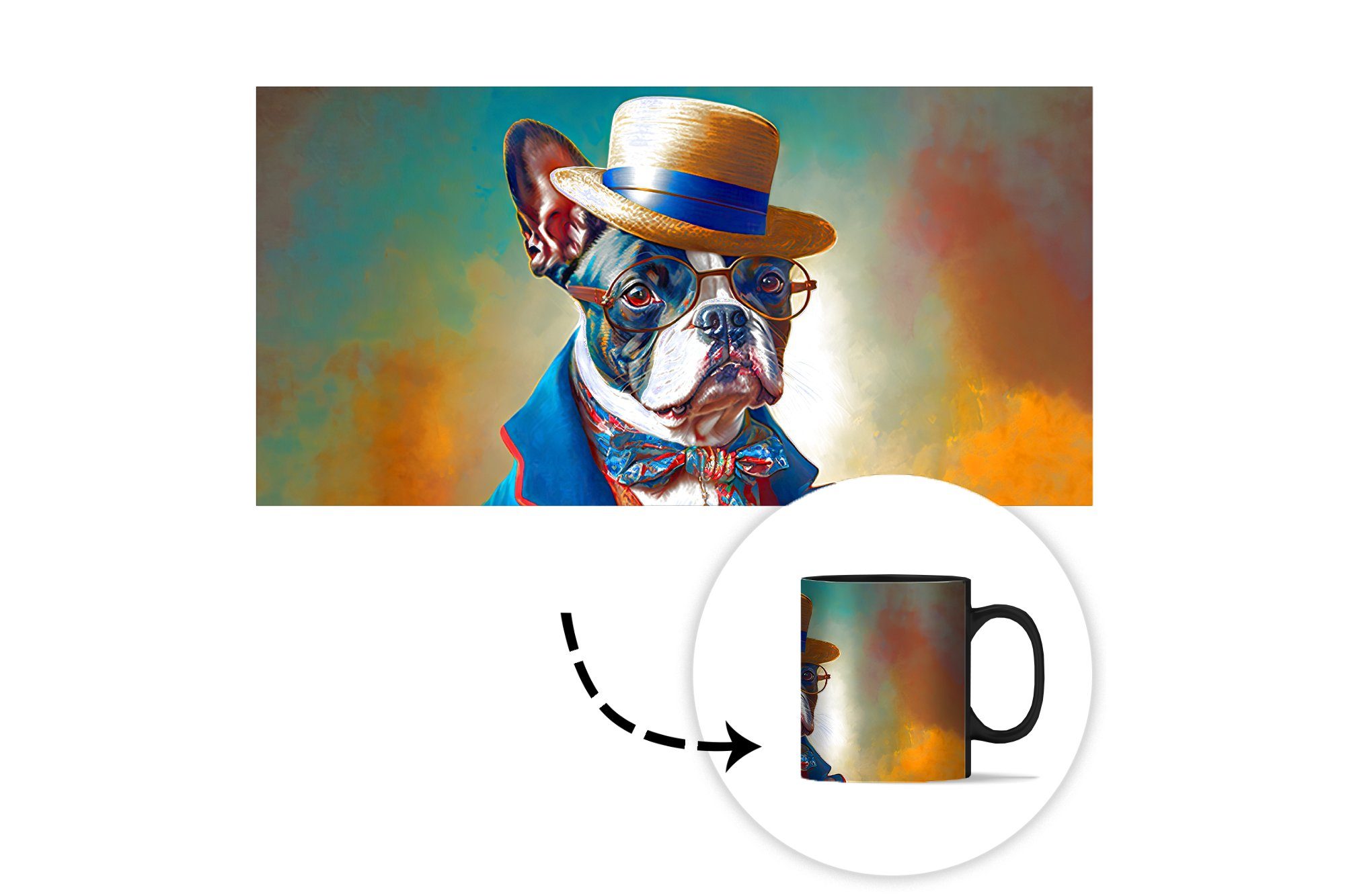 Farbe Geschenk Keramik, Tasse Farbwechsel, - Kaffeetassen, Hund Porträt, Accessoires Teetasse, - Kleidung - - MuchoWow Zaubertasse,
