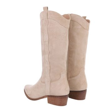 Ital-Design Damen Cowboyboots Western Westernstiefel Blockabsatz Western- & Bikerstiefel in Beige