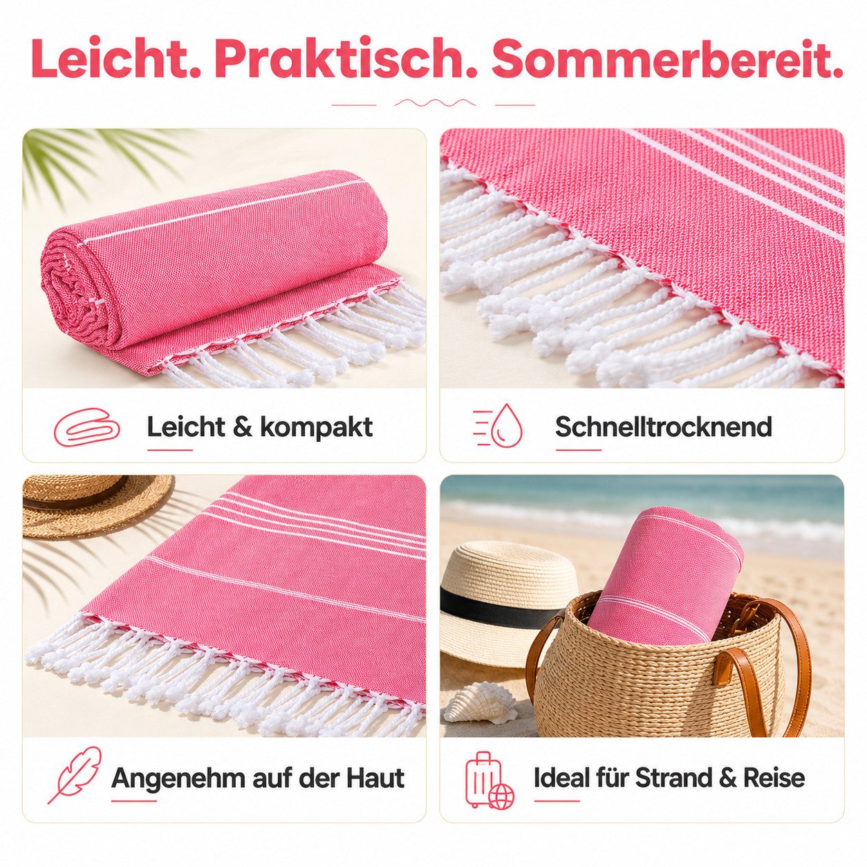 Mon Bijou Saunatuch Strandtuch, Saunahandtuch, Hamamtuch, (Spa-Collection, 1-St), schnell trocknend leicht kompakt ressourcenschonend antiallergen