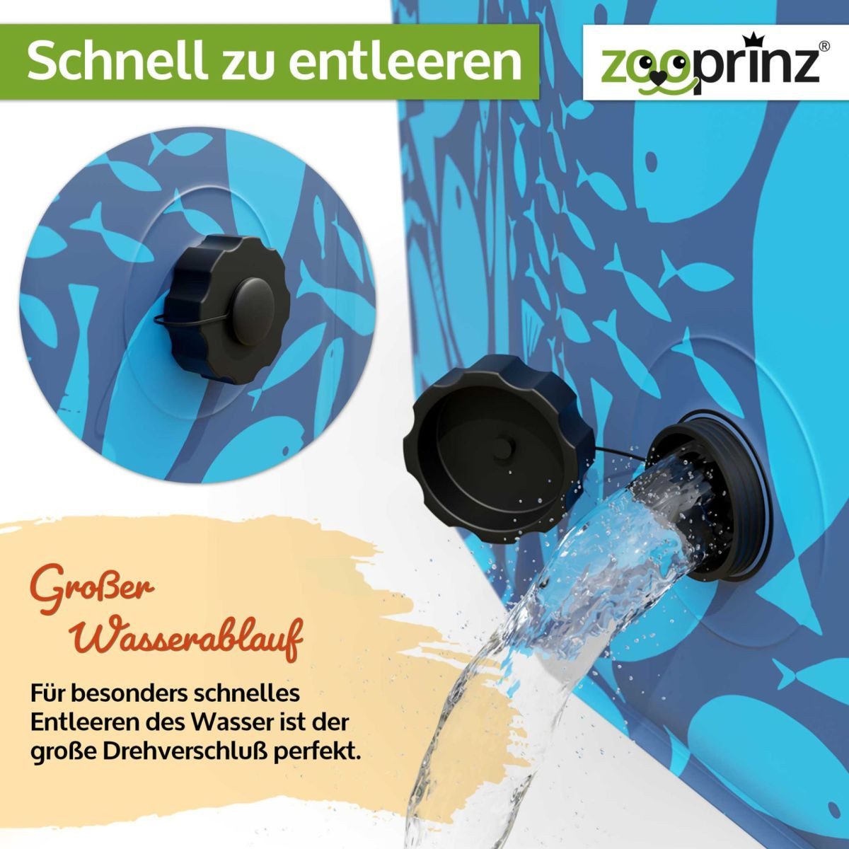 Zooprinz Hundepool inklusive drei Spielzeuge, stabil, faltbar, UV-Beständig, Schlauchanschluss, mit Reperaturkleber, für Hunde, Katzen, Kinder – Bild 5 von 5
