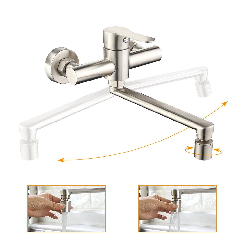 HOMELODY Spültischarmatur Wandmontage Wasserhahn Küche 360° Drehbar 2 Strah günstig online kaufen
