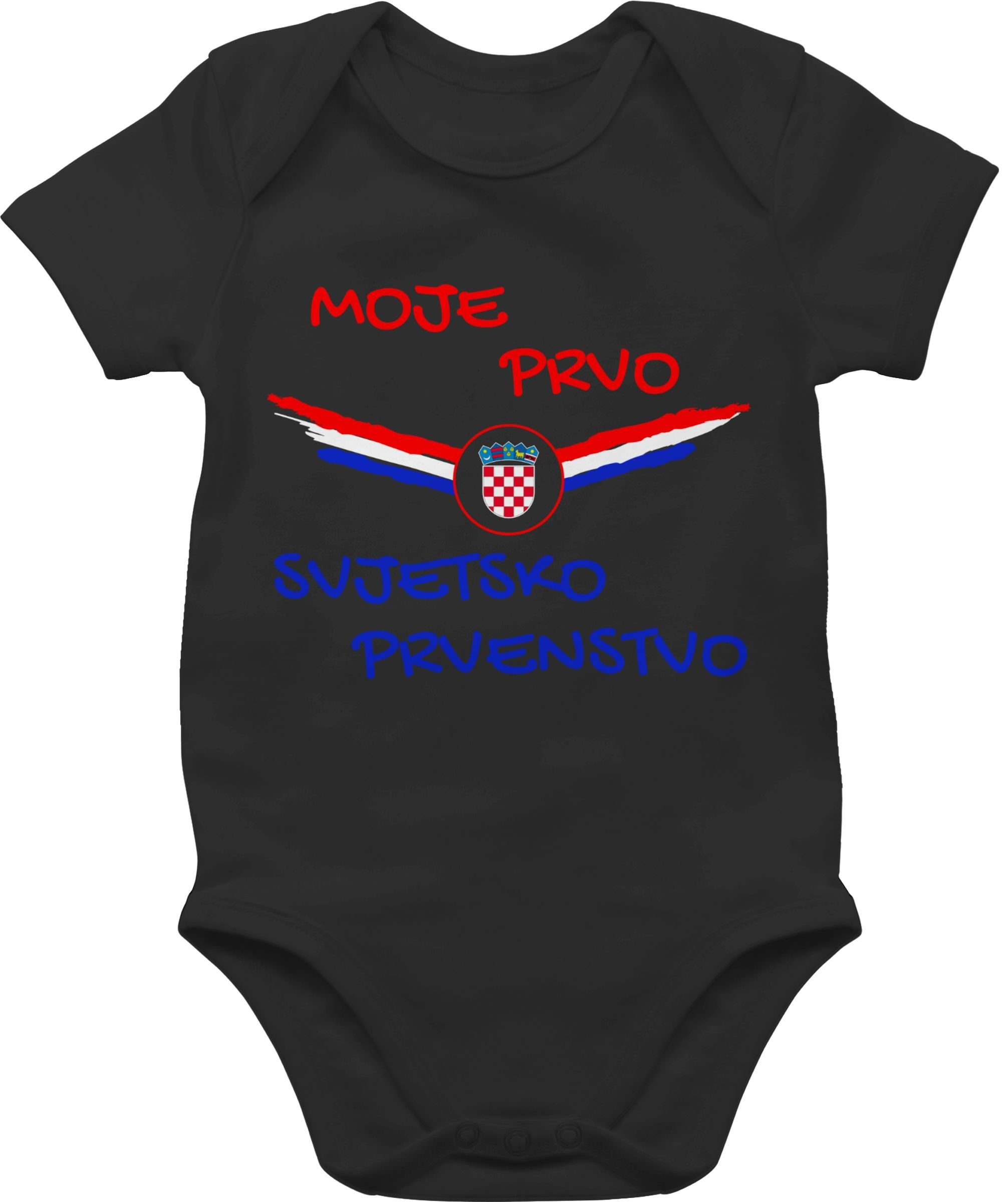 Shirtracer Shirtbody Meine erste WM Kroatien kroatisch Fussball EM 2024 Baby 2 Schwarz