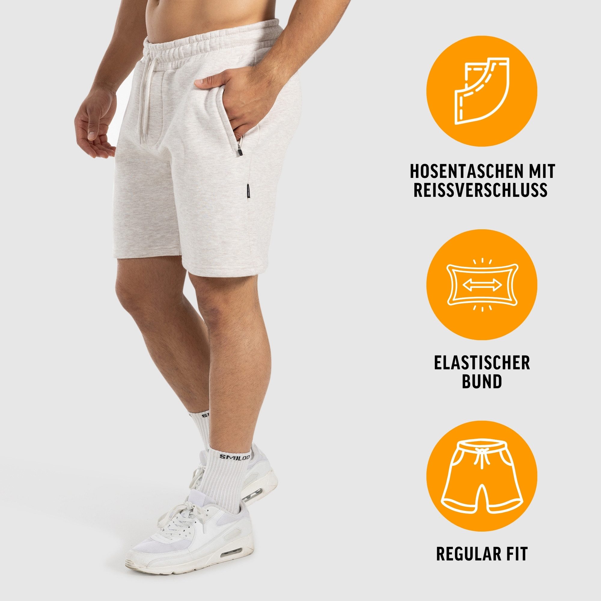 Smilodox Shorts Rion, Regular Fit Sportshorts, Reißverschlusstaschen, elastischer Bund Workout Trainingshose, Kordelzug, Gym Freizeit Streetstyle