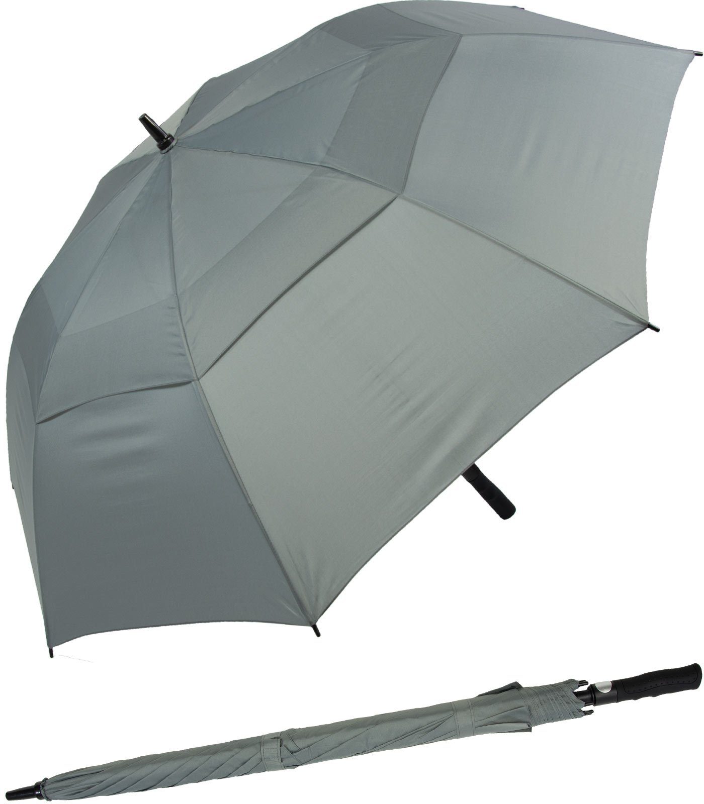 Impliva Langregenschirm Falcone® XXL Golfschirm mit Glasfibergestell, innovatives Design mit Auf-Automatik grau