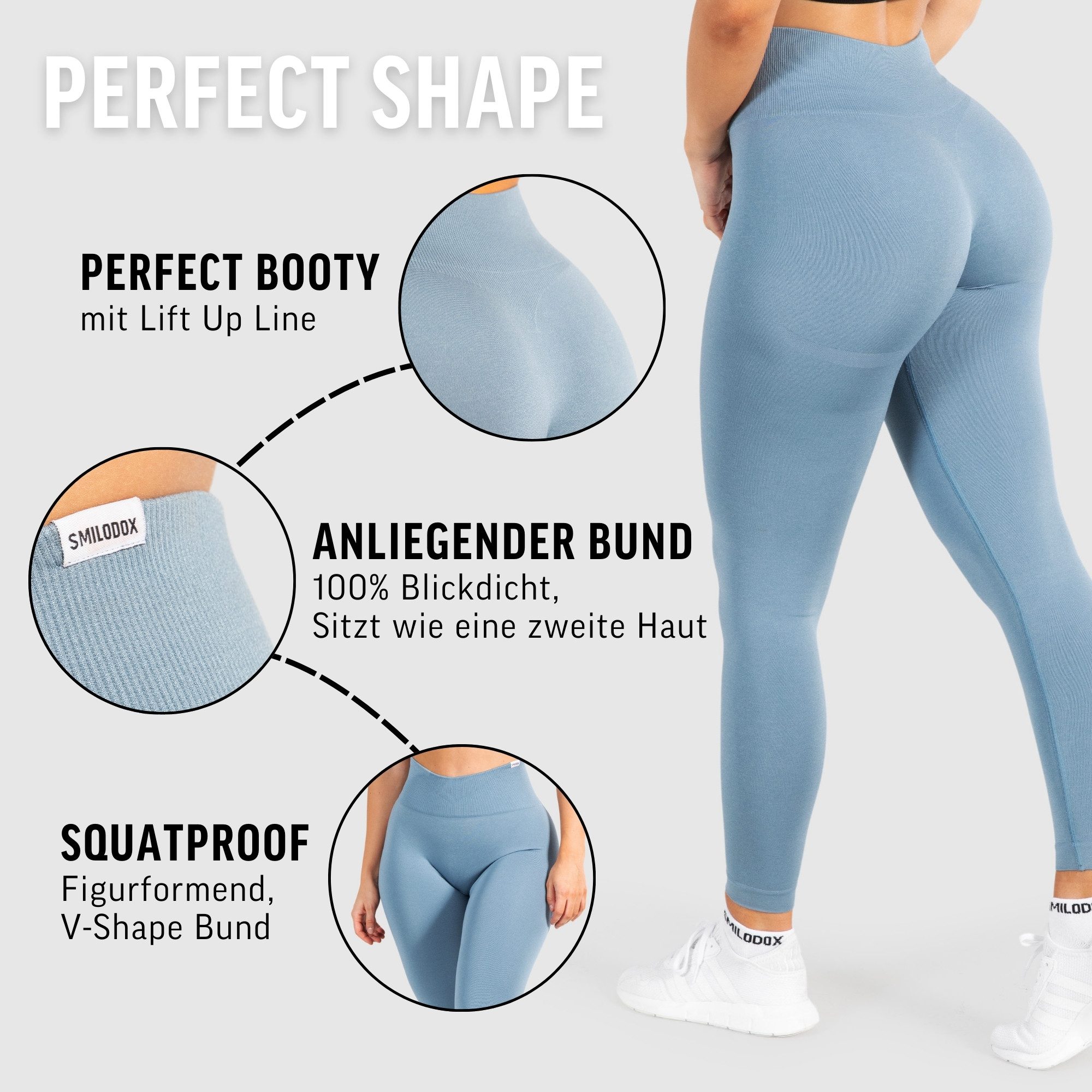 Smilodox Leggings Amaze Pro mit Scrunch-Effekt, High Waist V-Shape Sport & Yogahose Seamless Push Up Booty Fitnesshose Blickdicht Yoga Gym Figurformend – Bild 5 von 5