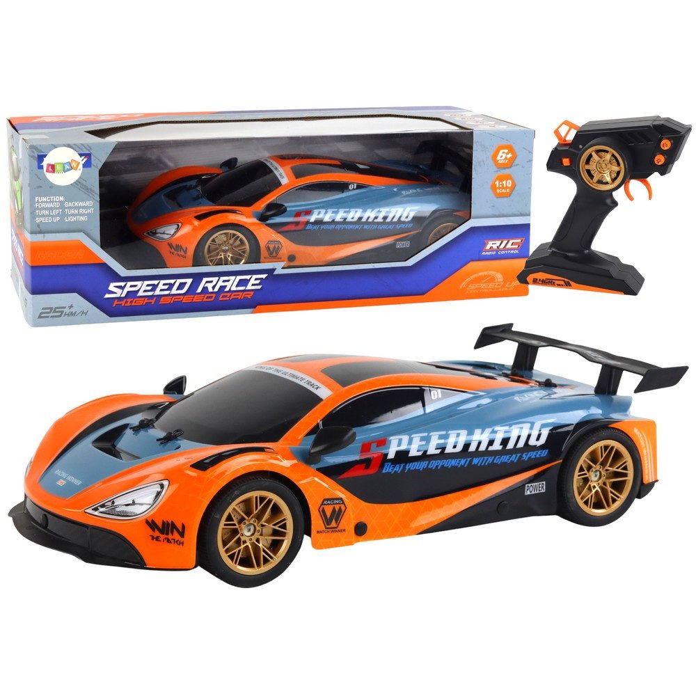 LEAN TOYS RC-Auto Rennwagen Sportflitzer Funkfahrzeug (Spar-Set, 1-tlg., 44 x 19,5 x 12 cm schnell), 25 km/h, 2,4 GHz, Lichteffekte, Maßstab 1:10, Akku