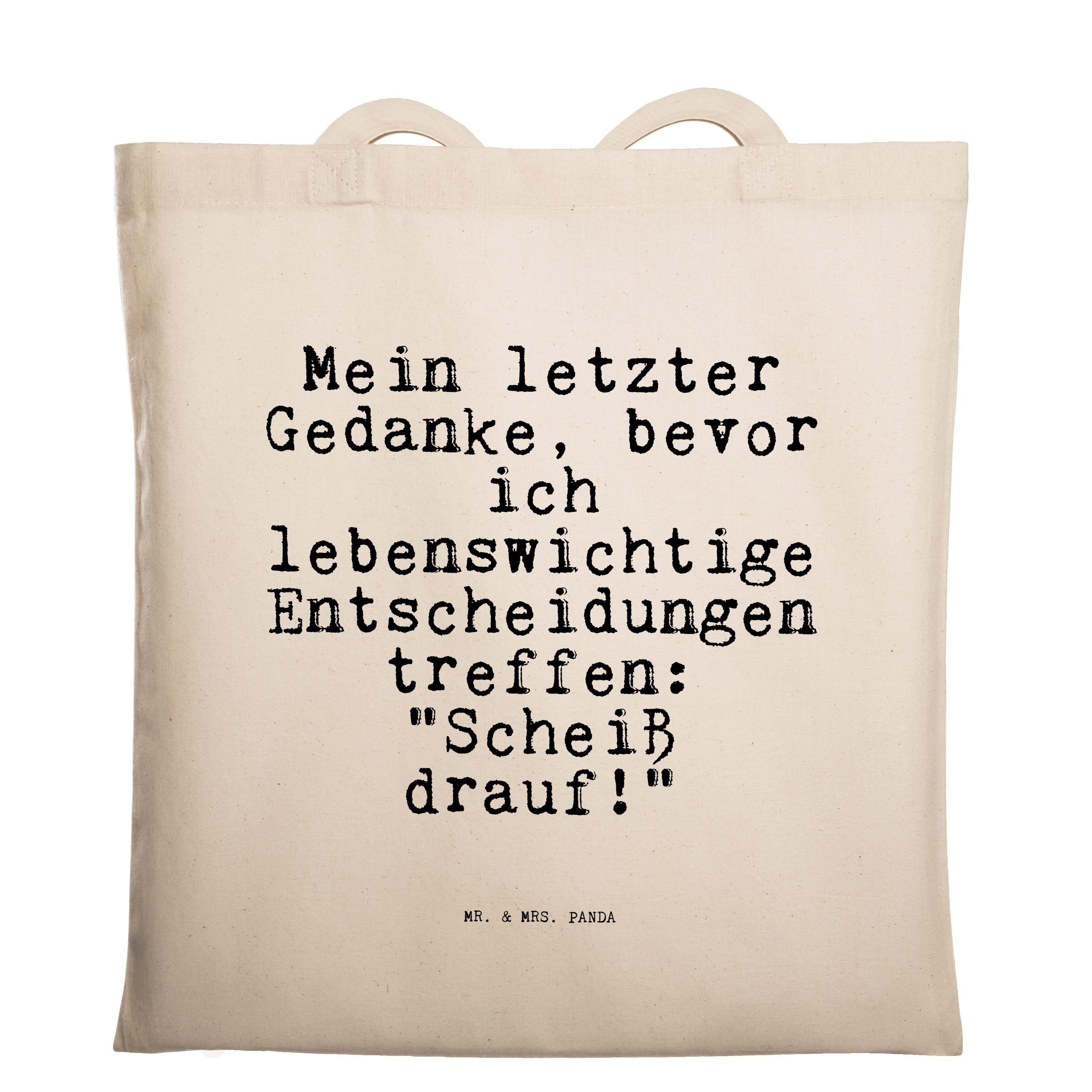 Mr. Geschenk, & Spruch, - Gedanke, Panda - Tragetasche (1-tlg) Mein letzter Jute bevor... Transparent Mrs.