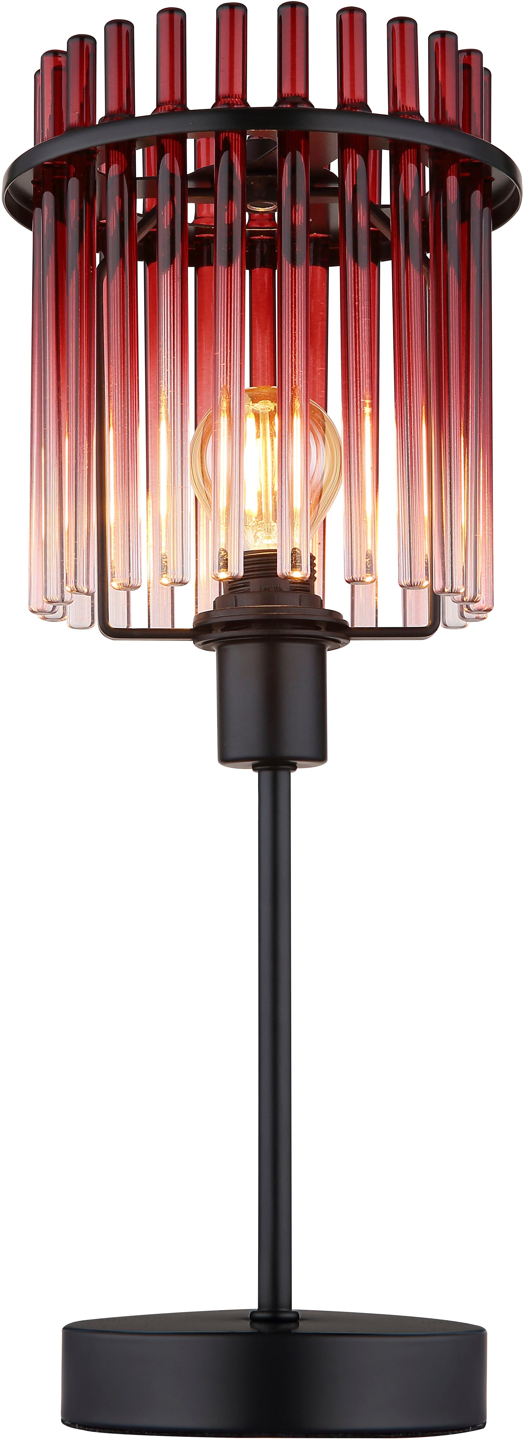 GLOBO LIGHTING Tischleuchte GORLEY, ohne Leuchtmittel, Tischlampe schwarz Glasstäbe grün klar verlaufend elegant