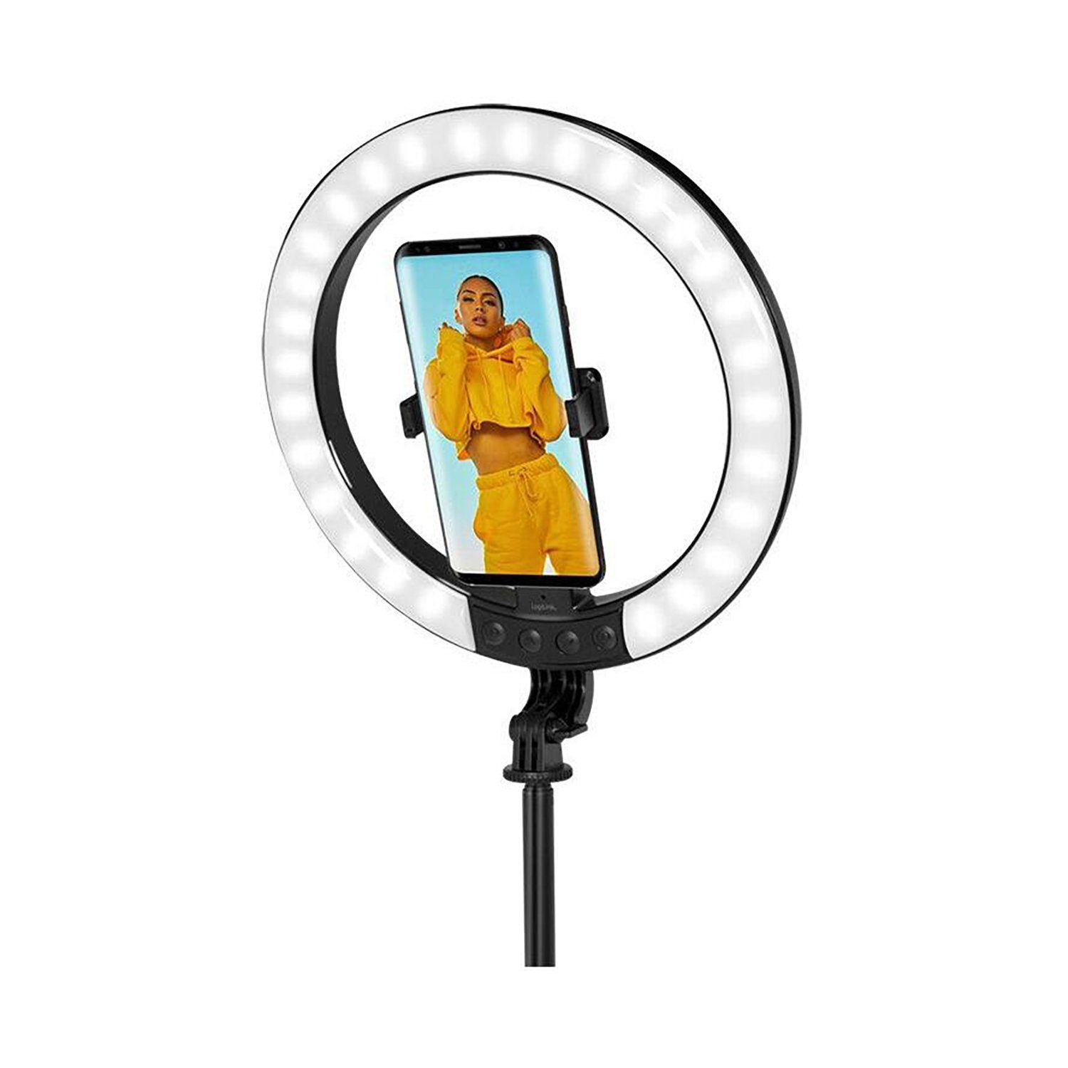 Videoleuchte LogiLink Smartphone-Ringlicht m.Selfie-Stick-Stativ,DM 20cm