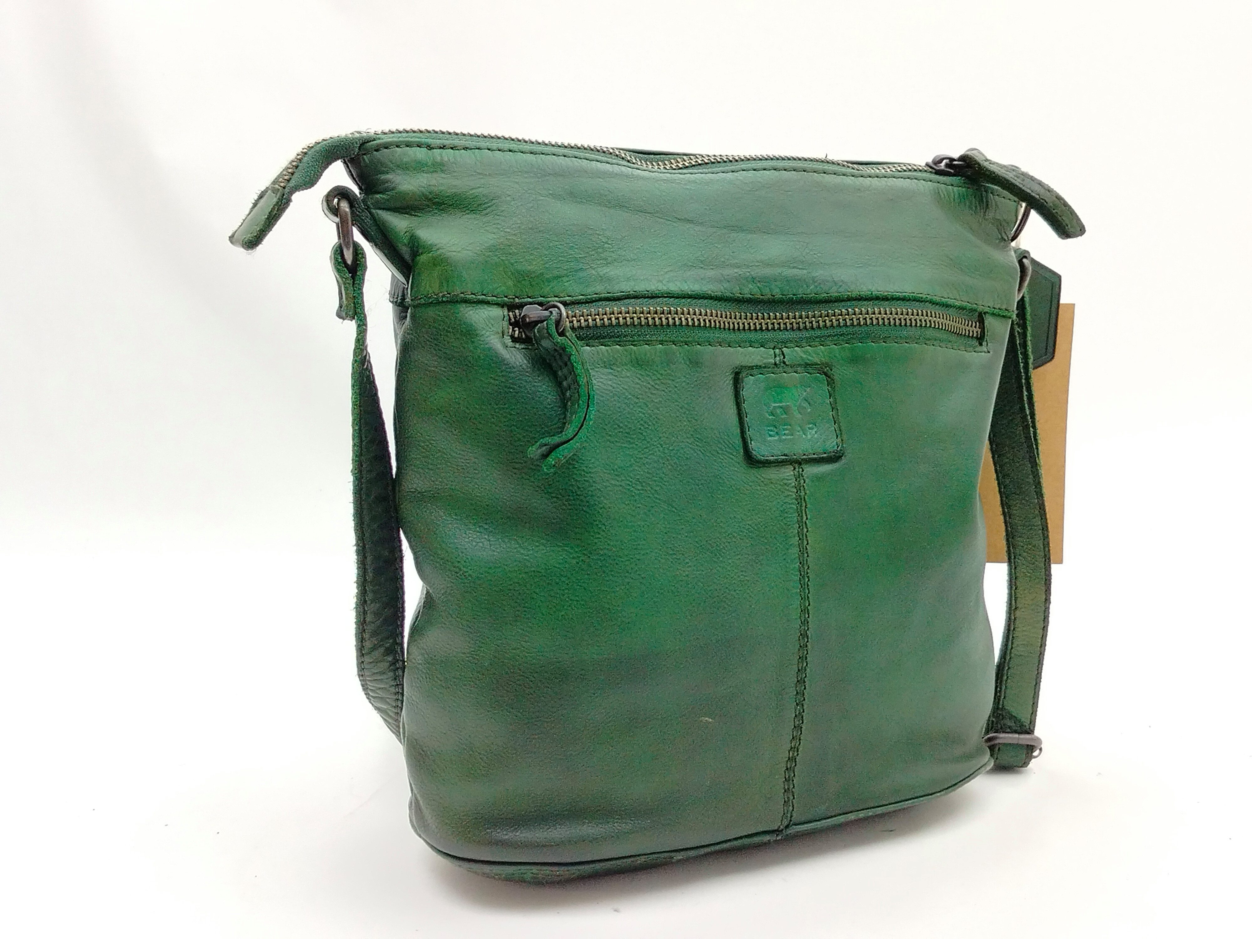 Bear Design Handtasche Beardesign Robin hochwertige Ledertasche dunkegrün