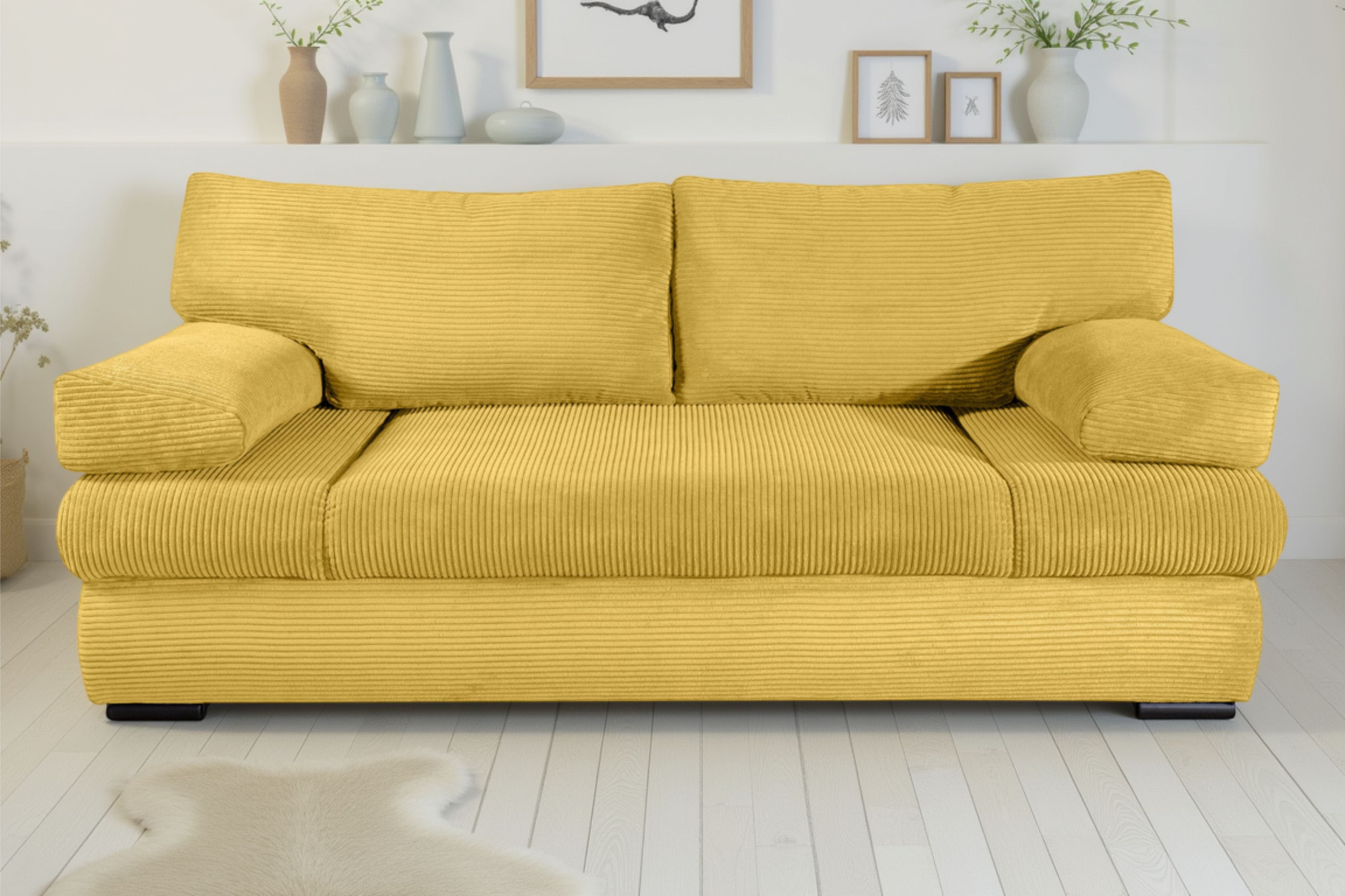 COLLECTION AB Schlafsofa Tina, B: 200 cm, Liegefl. 146x200 cm, Schlaffunktion, Bettkasten & 2 Armlehnenkissen, Federkern