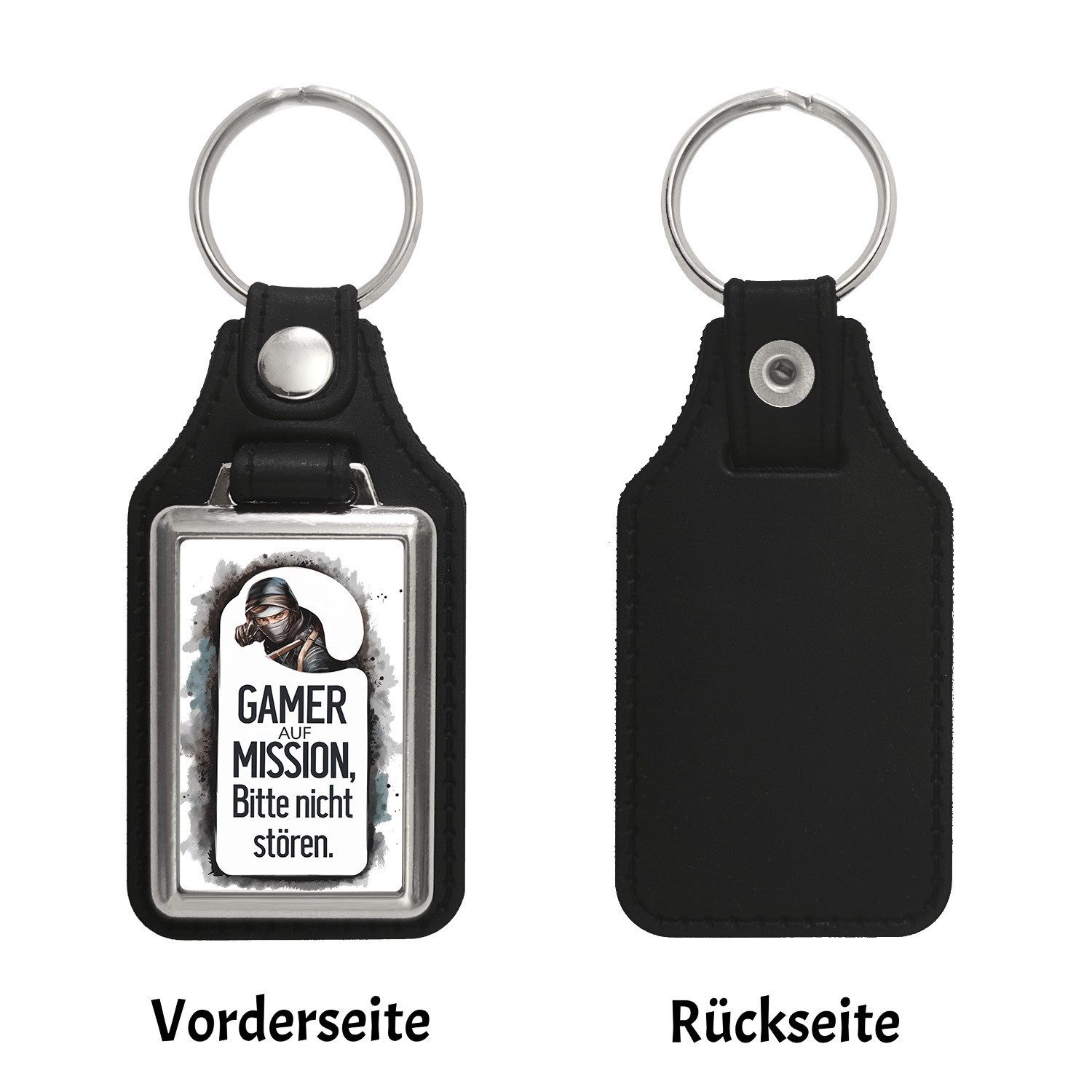 speecheese Schlüsselanhänger Bitte nicht stören Gamer auf Mission Schlüsselanhänger mit Kunstleder